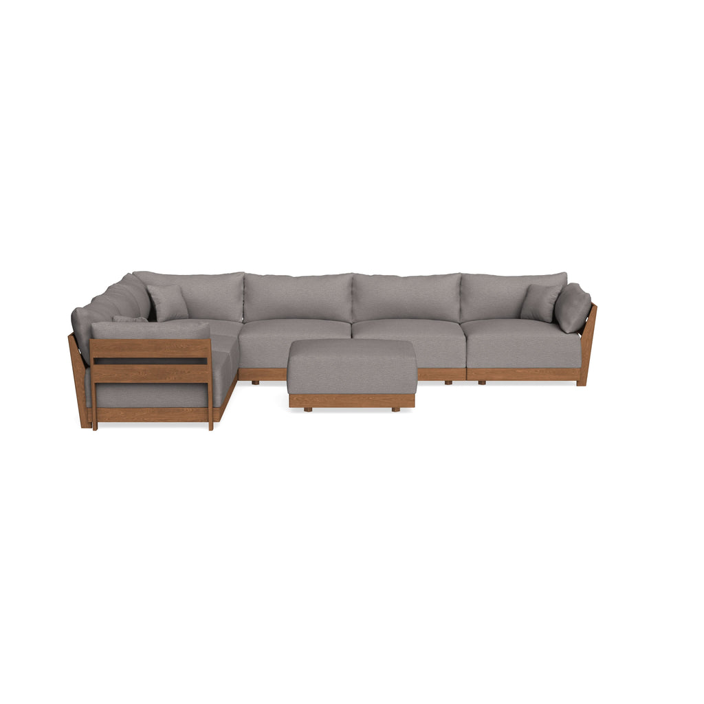 Modular Bondi Espresso 6-Seater Corner Sectional + Ottoman in Cement | Memory Foam Blend