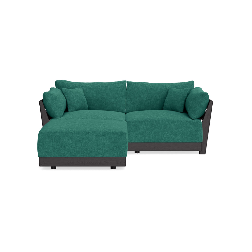 Modular Bondi Black 2-Seater Sectional in Jade Green | Classic Blend