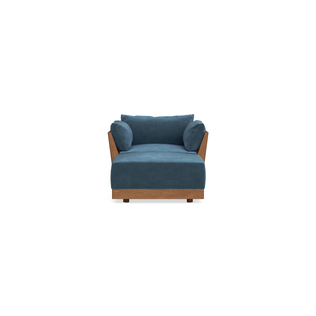 Modular Bondi Espresso Armchair + Ottoman in Oxford Blue | Classic Blend