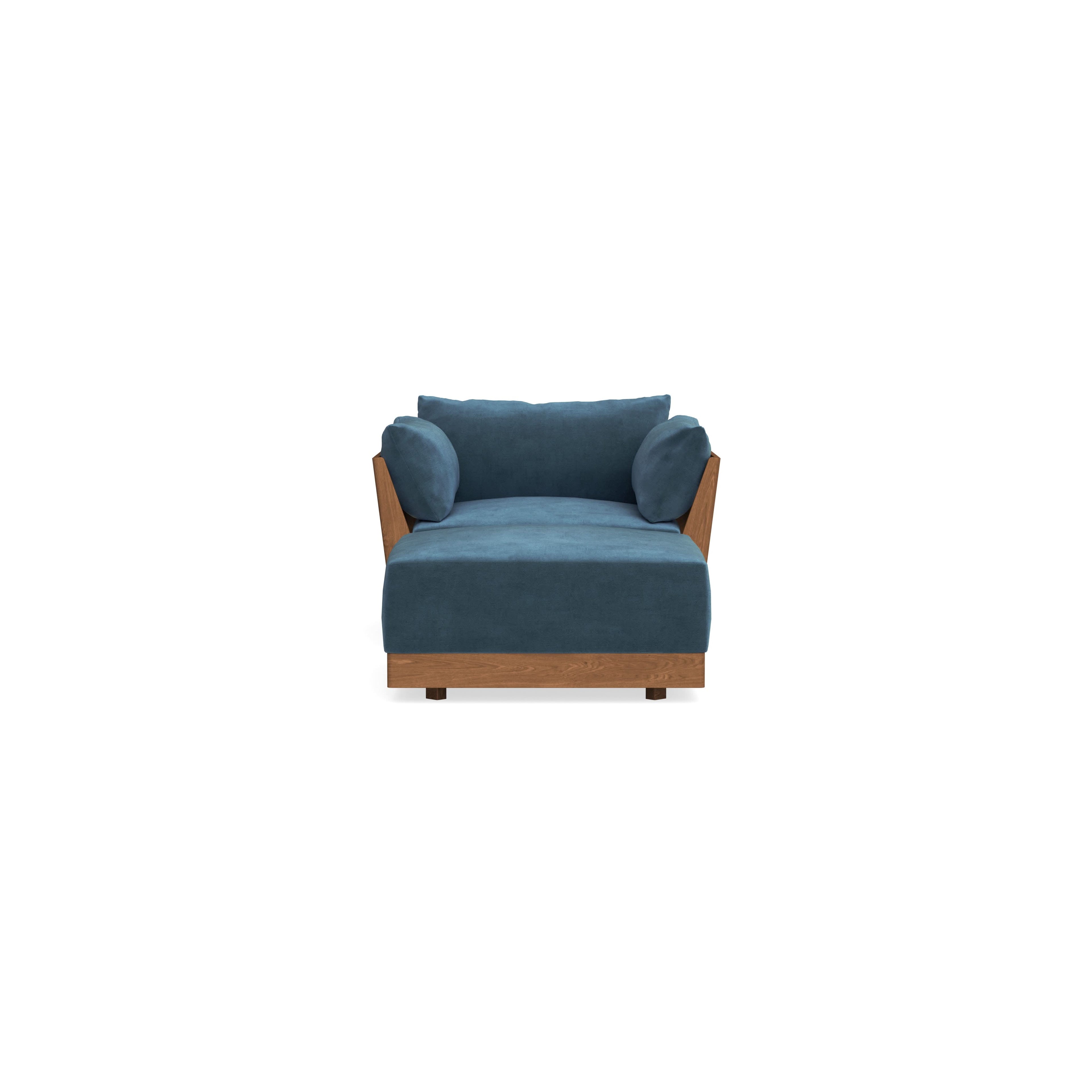 Modular Bondi Espresso Armchair + Ottoman in Oxford Blue | Classic Blend