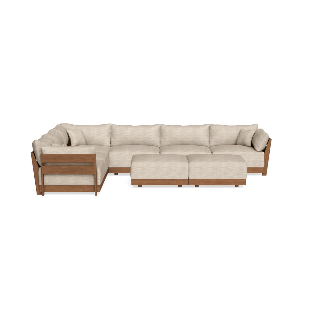 Modular Bondi Espresso 6-Seater Corner Sectional + Bench Ottoman in Wheat | Classic Blend