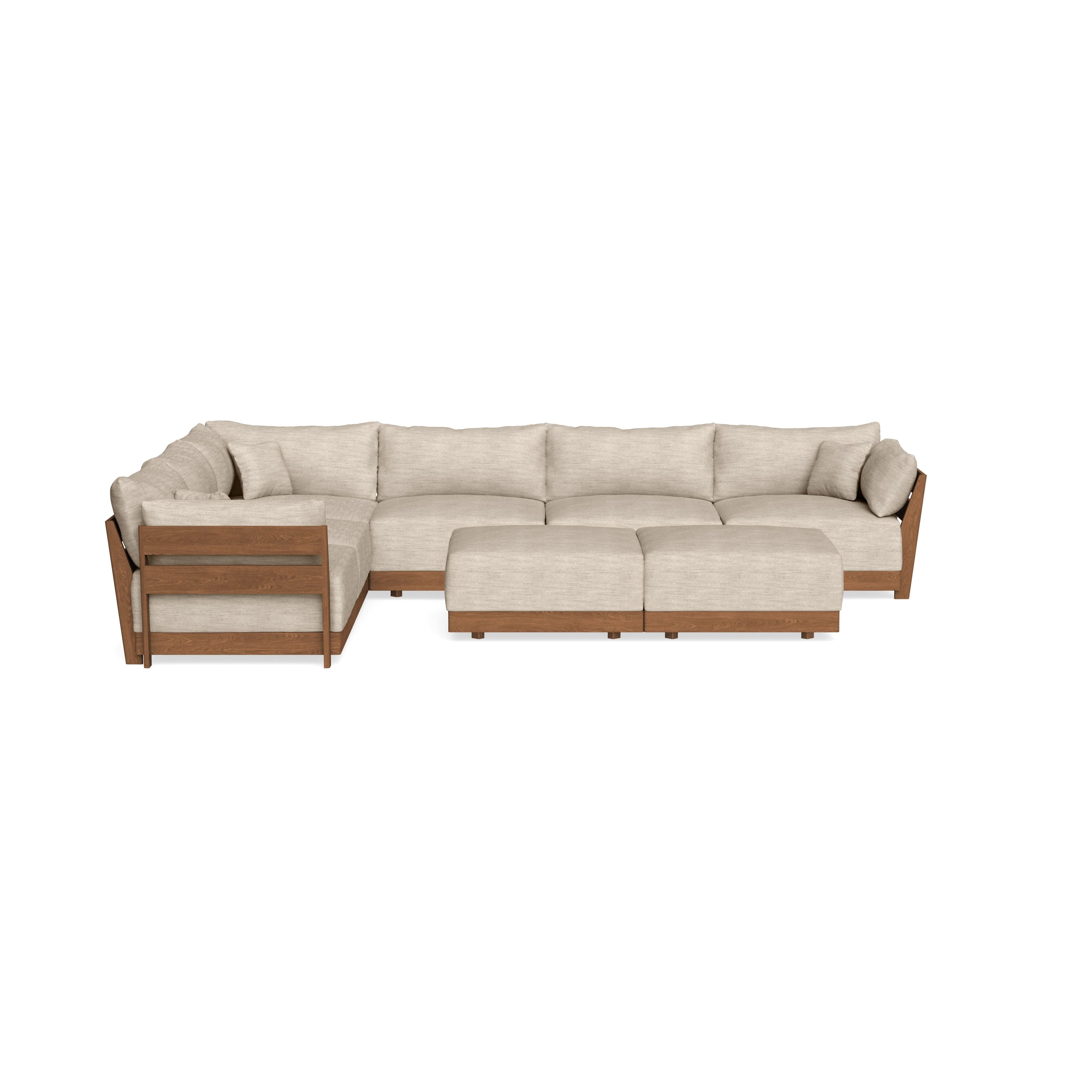 Modular Bondi Espresso 6-Seater Corner Sectional + Bench Ottoman in Wheat | Classic Blend