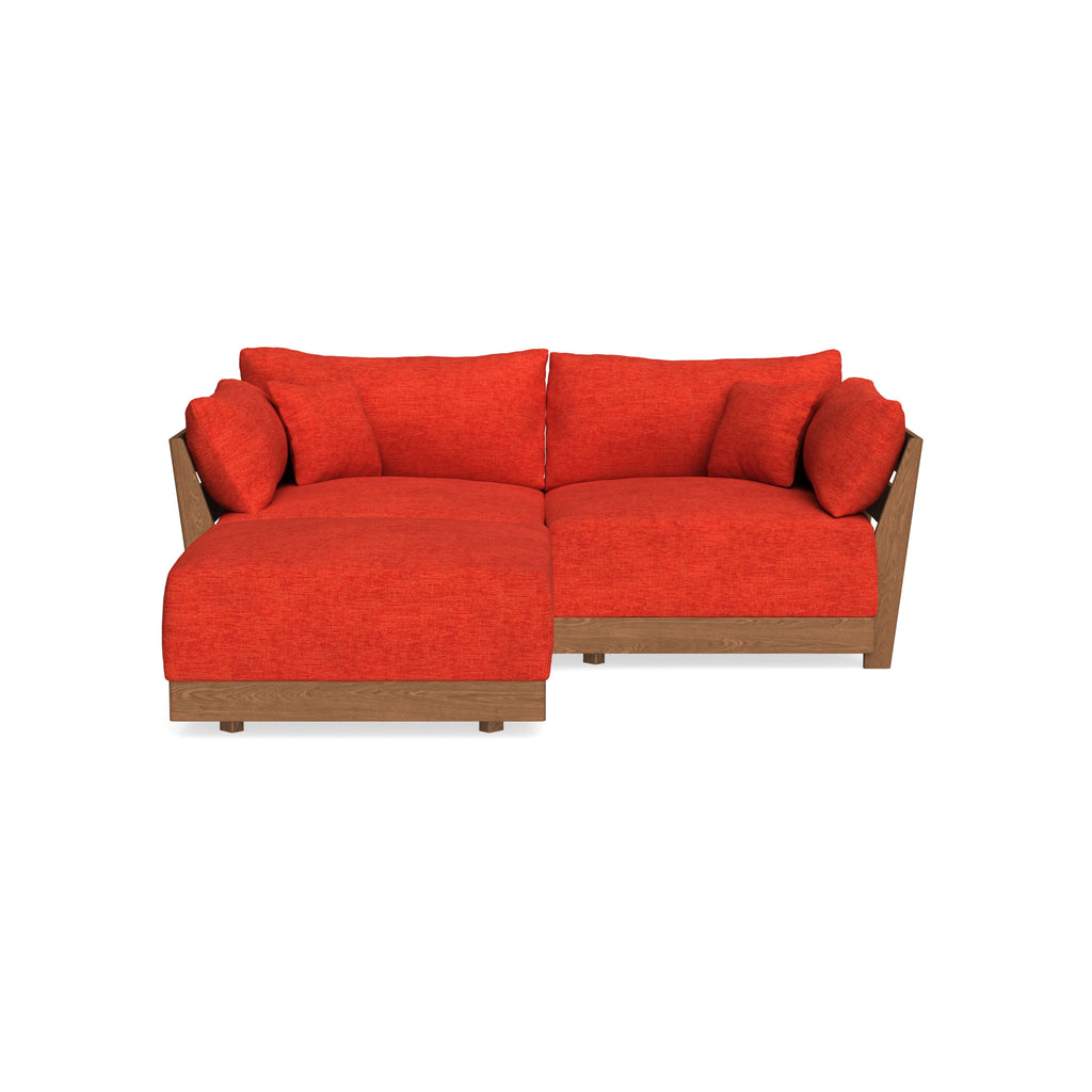 Modular Bondi Espresso 2-Seater Sectional in Poppy Orange | Memory Foam Blend