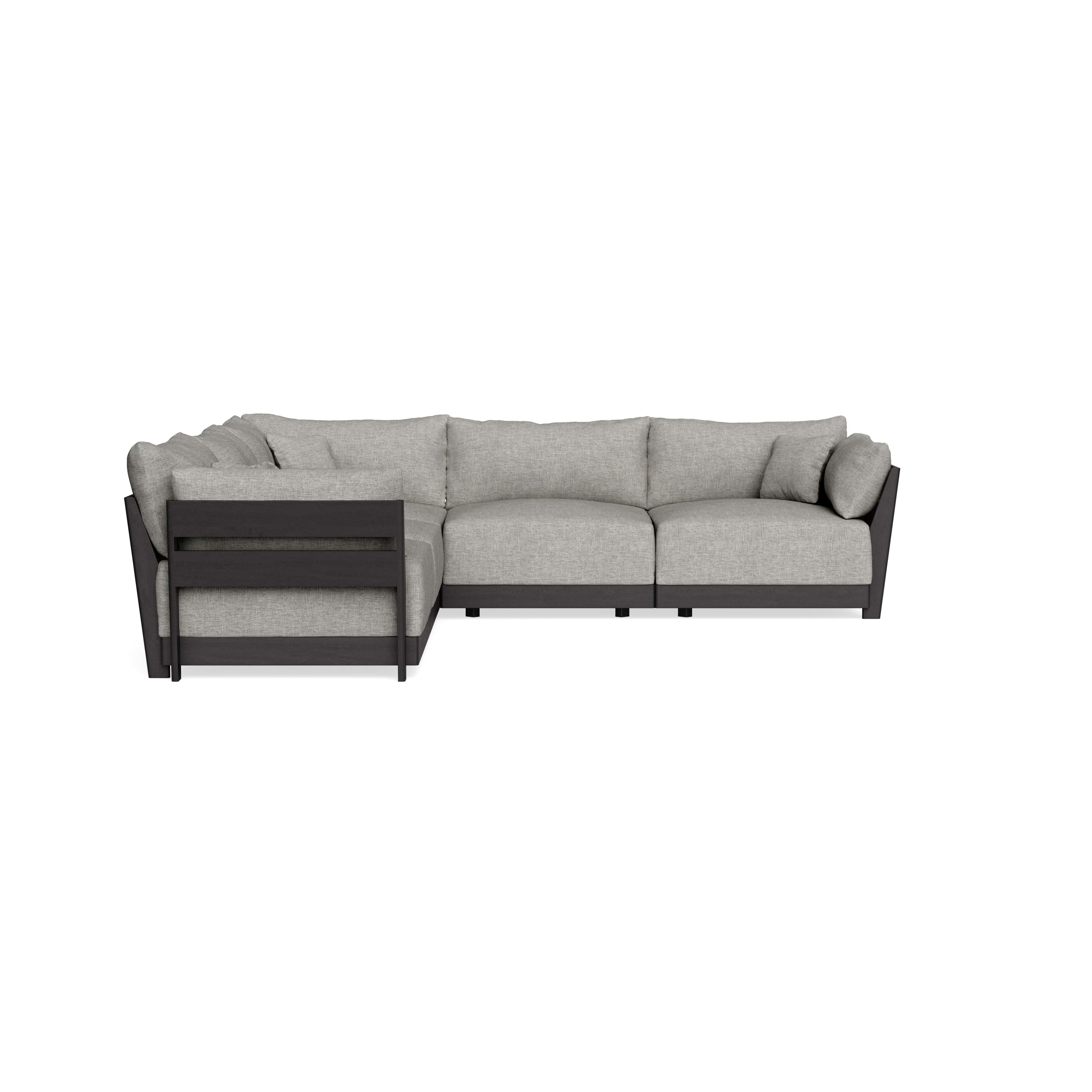 Modular Bondi Black 5-Seater Corner Sectional in Fog | Memory Foam Blend