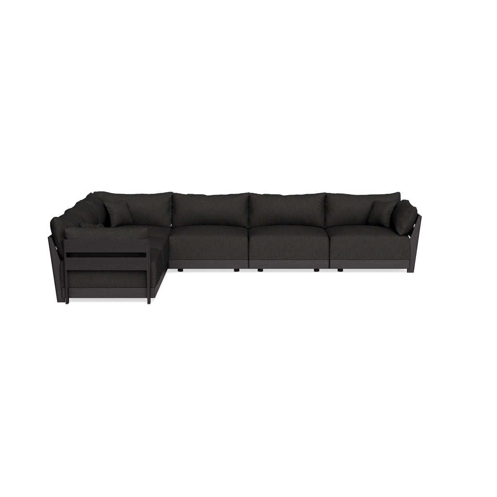 Modular Bondi Black 6-Seater Corner Sectional in Peppercorn | Memory Foam Blend