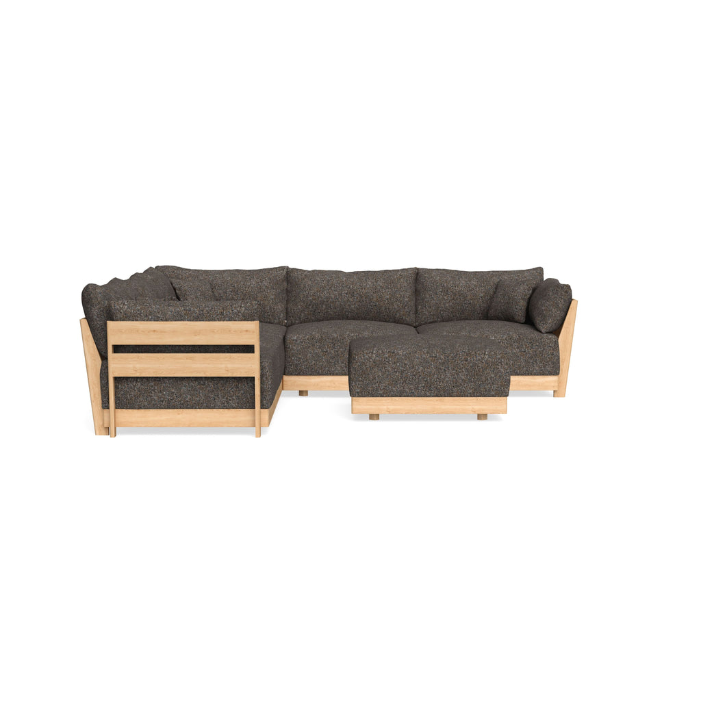 Modular Bondi Latte 5-Seater Corner Sectional + Ottoman in Eclipse | Classic Blend