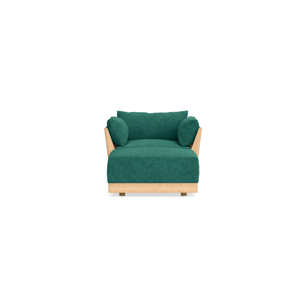 Modular Bondi Latte Armchair + Ottoman in Jade Green | Memory Foam Blend