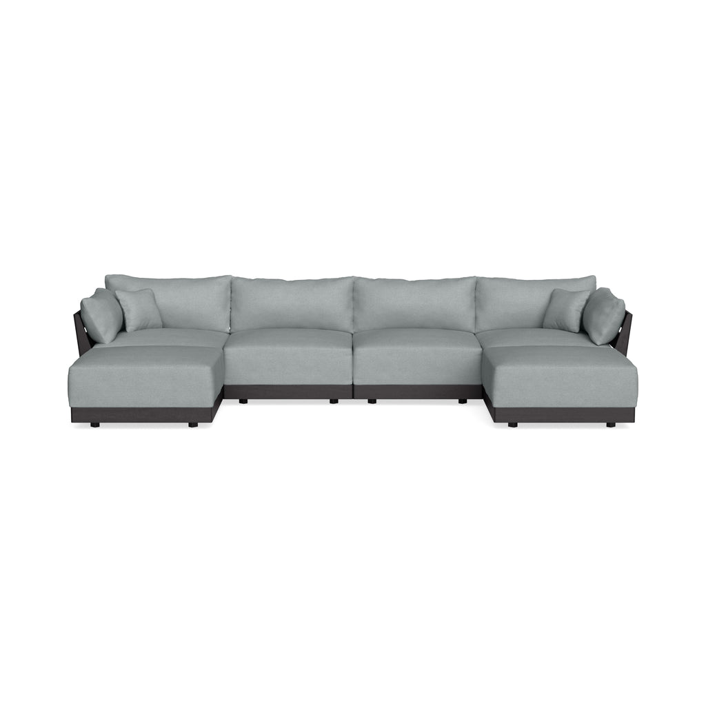 Modular Bondi Black 4-Seater U-Sectional in Light Steel | Memory Foam Blend