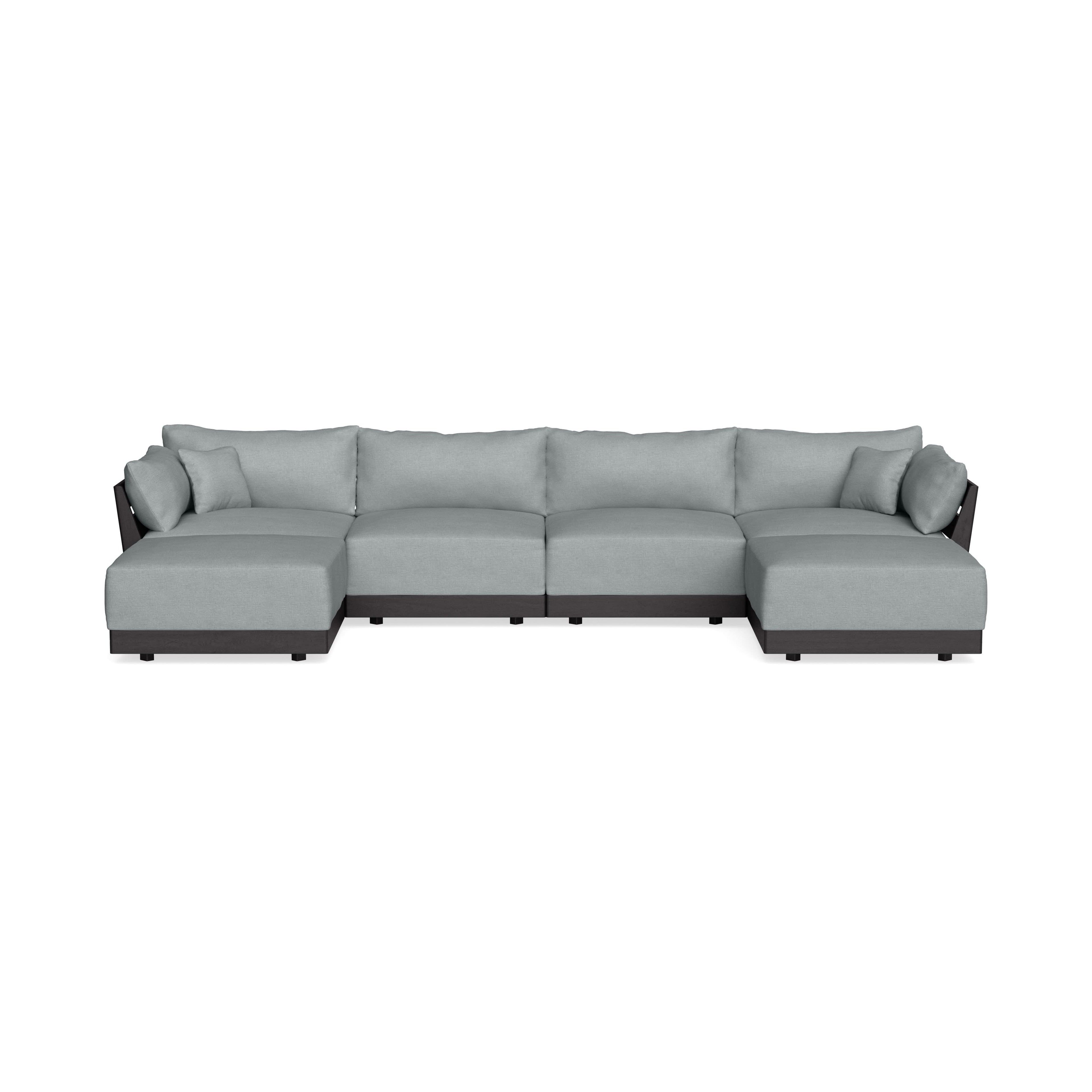 Modular Bondi Black 4-Seater U-Sectional in Light Steel | Memory Foam Blend