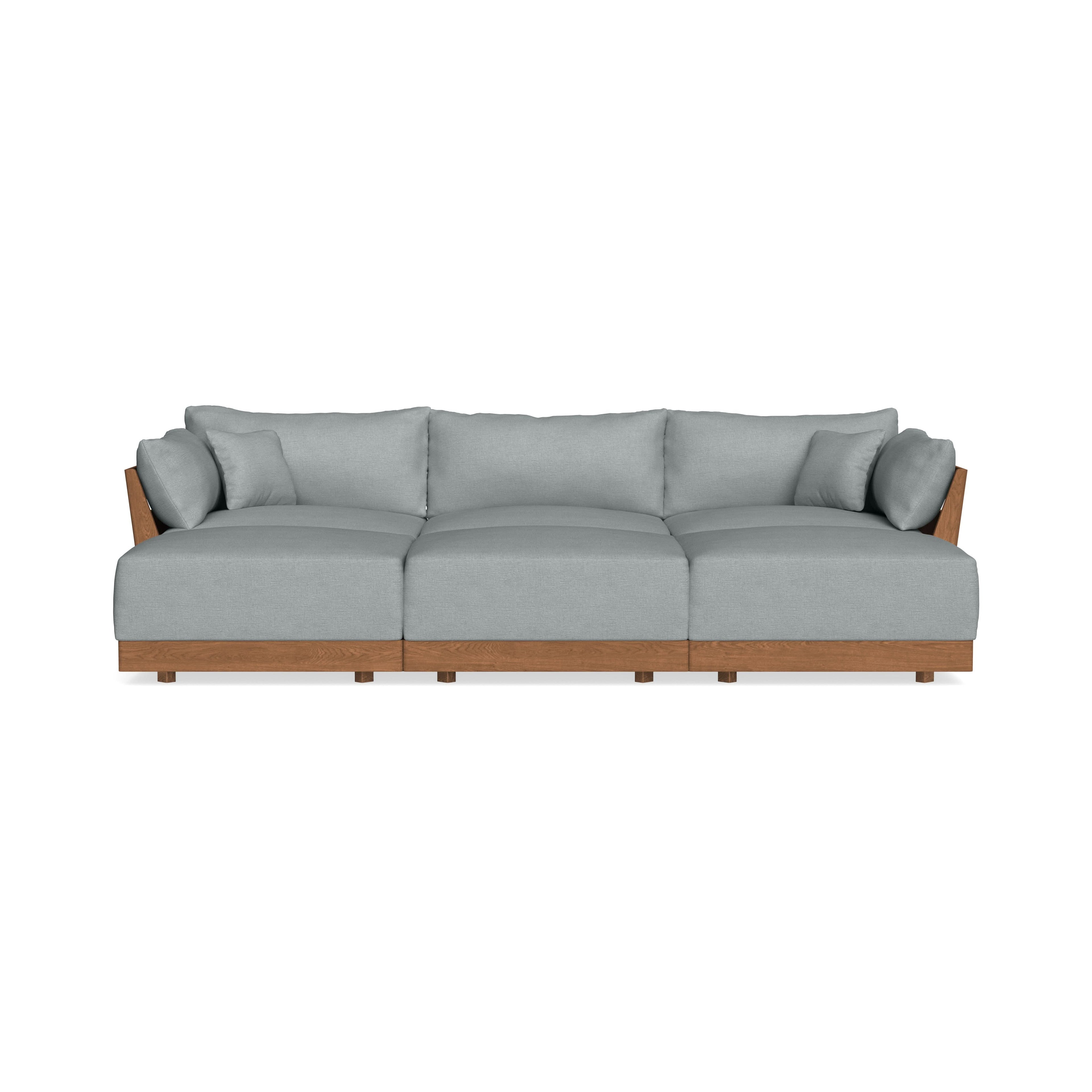 Modular Bondi Espresso 3-Seater Daybed Sofa Sectional in Light Steel | Memory Foam Blend