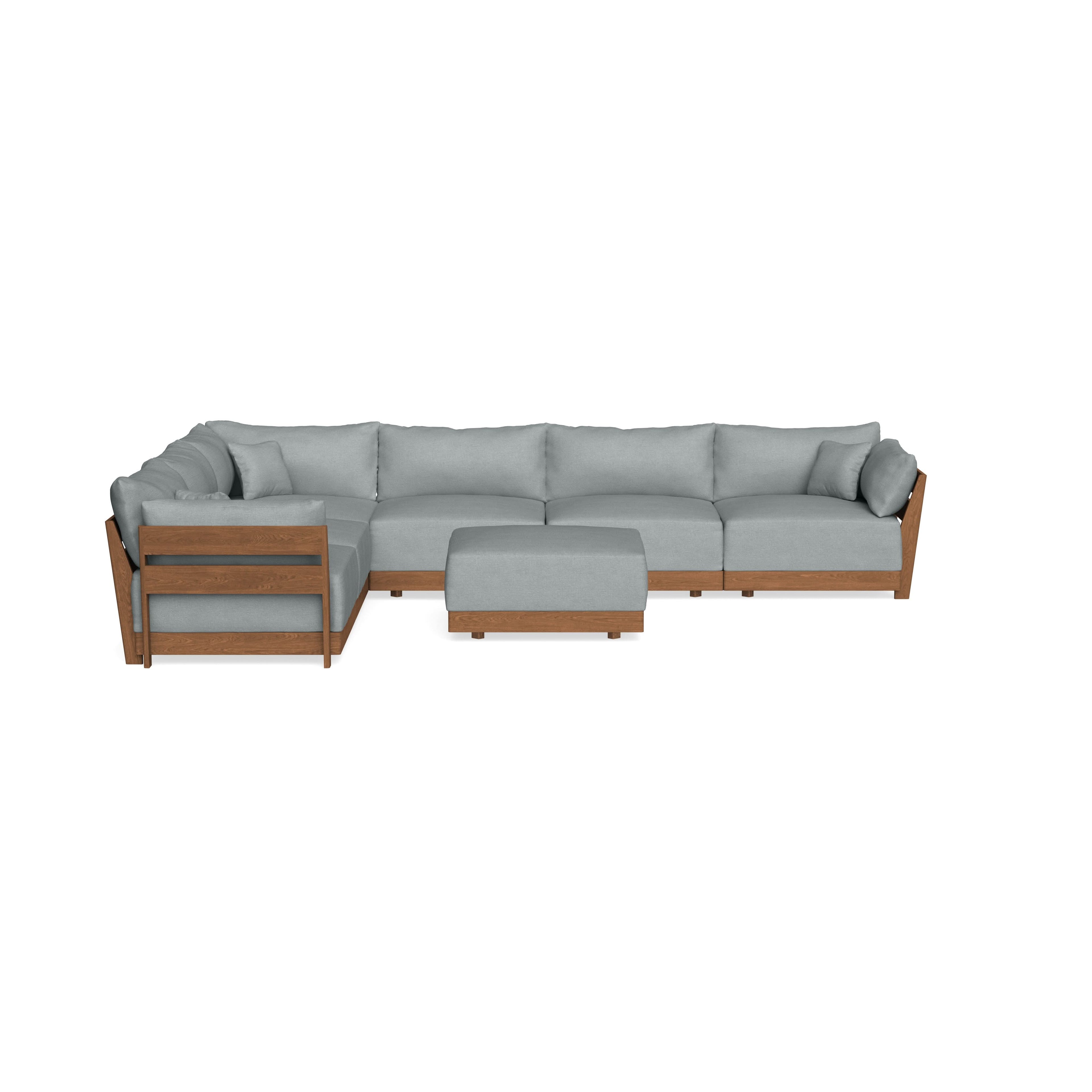Modular Bondi Espresso 6-Seater Corner Sectional + Ottoman in Light Steel | Classic Blend