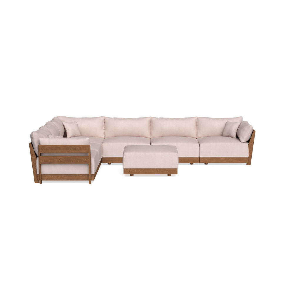 Modular Bondi Espresso 6-Seater Corner Sectional + Ottoman in Blush | Classic Blend