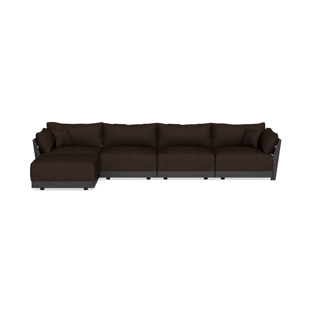 Modular Bondi Black 4-Seater Sectional in Espresso | Memory Foam Blend