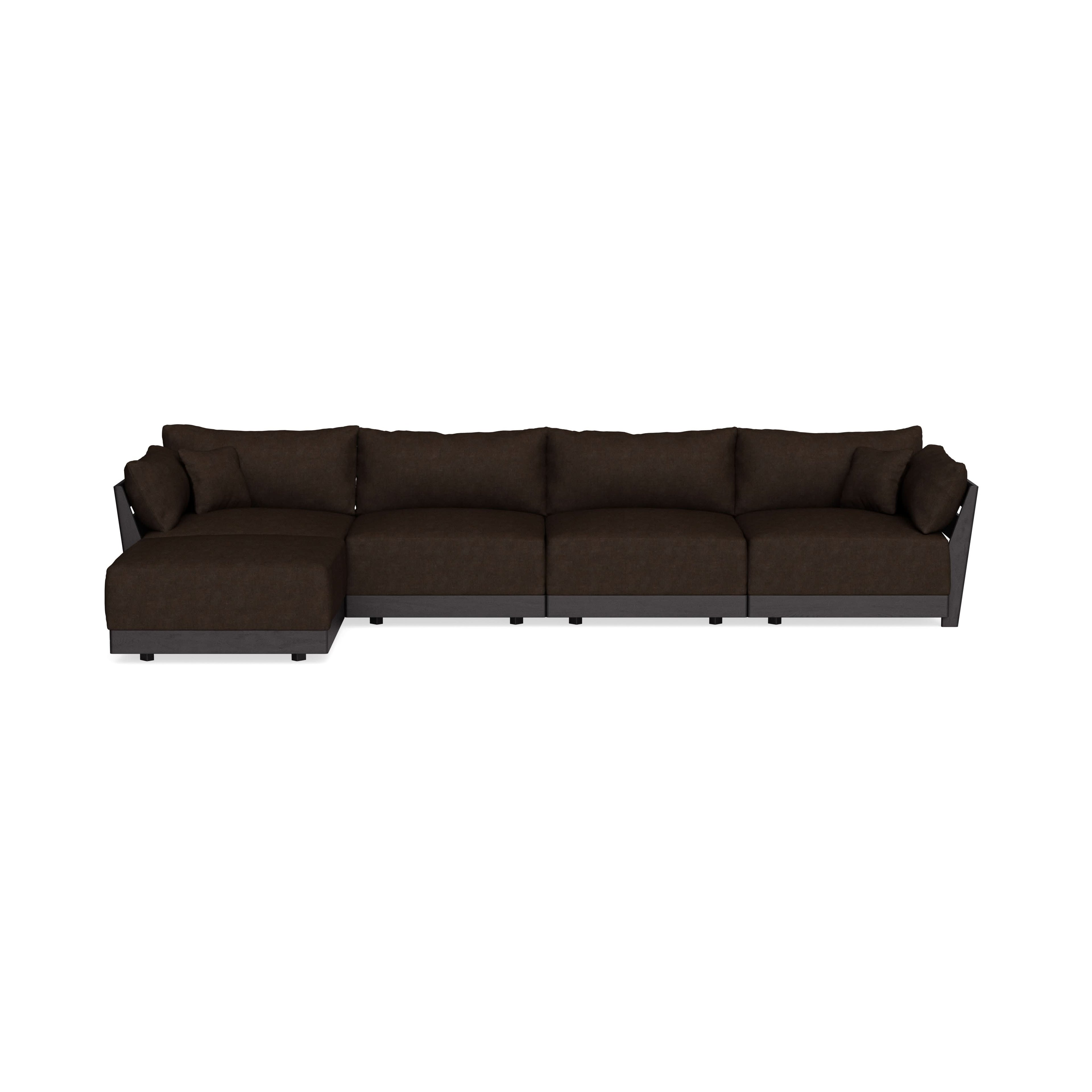 Modular Bondi Black 4-Seater Sectional in Espresso | Memory Foam Blend