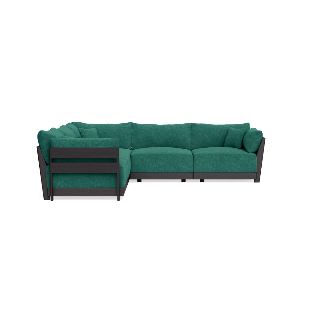 Modular Bondi Black 5-Seater Corner Sectional in Jade Green | Classic Blend