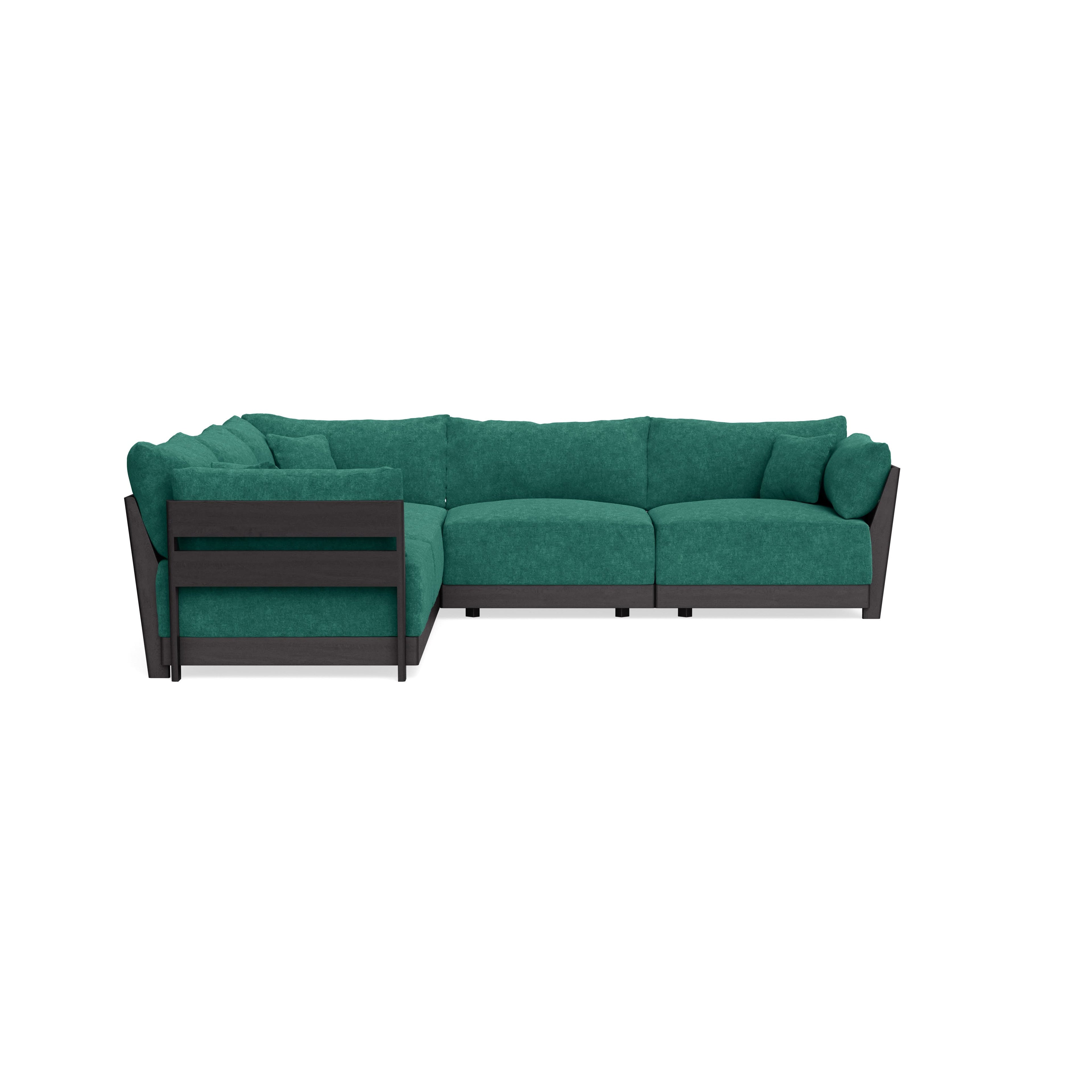 Modular Bondi Black 5-Seater Corner Sectional in Jade Green | Classic Blend