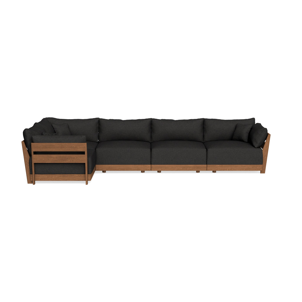 Modular Bondi Espresso 5-Seater L-Sectional in Peppercorn | Memory Foam Blend