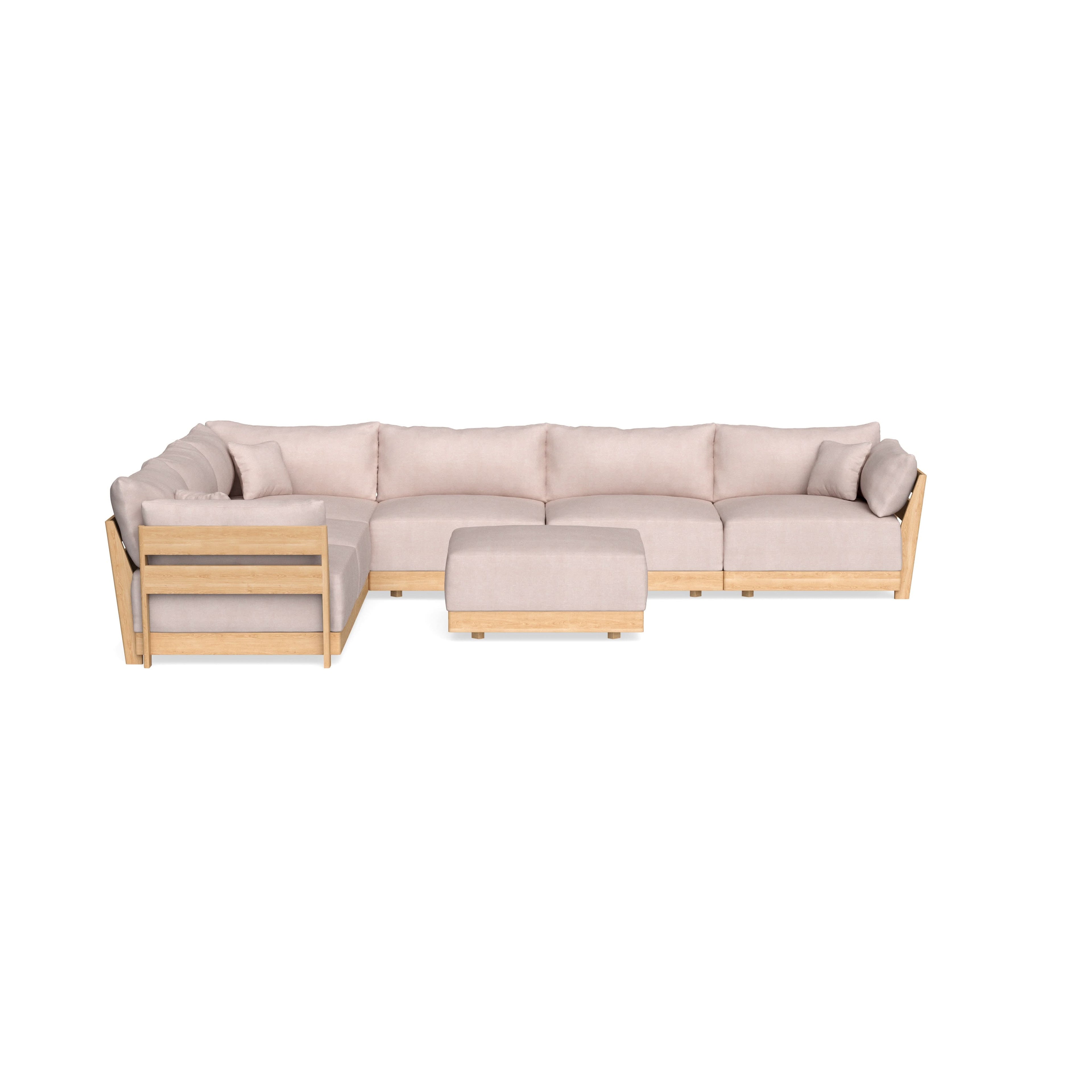 Modular Bondi Latte 6-Seater Corner Sectional + Ottoman in Blush | Classic Blend