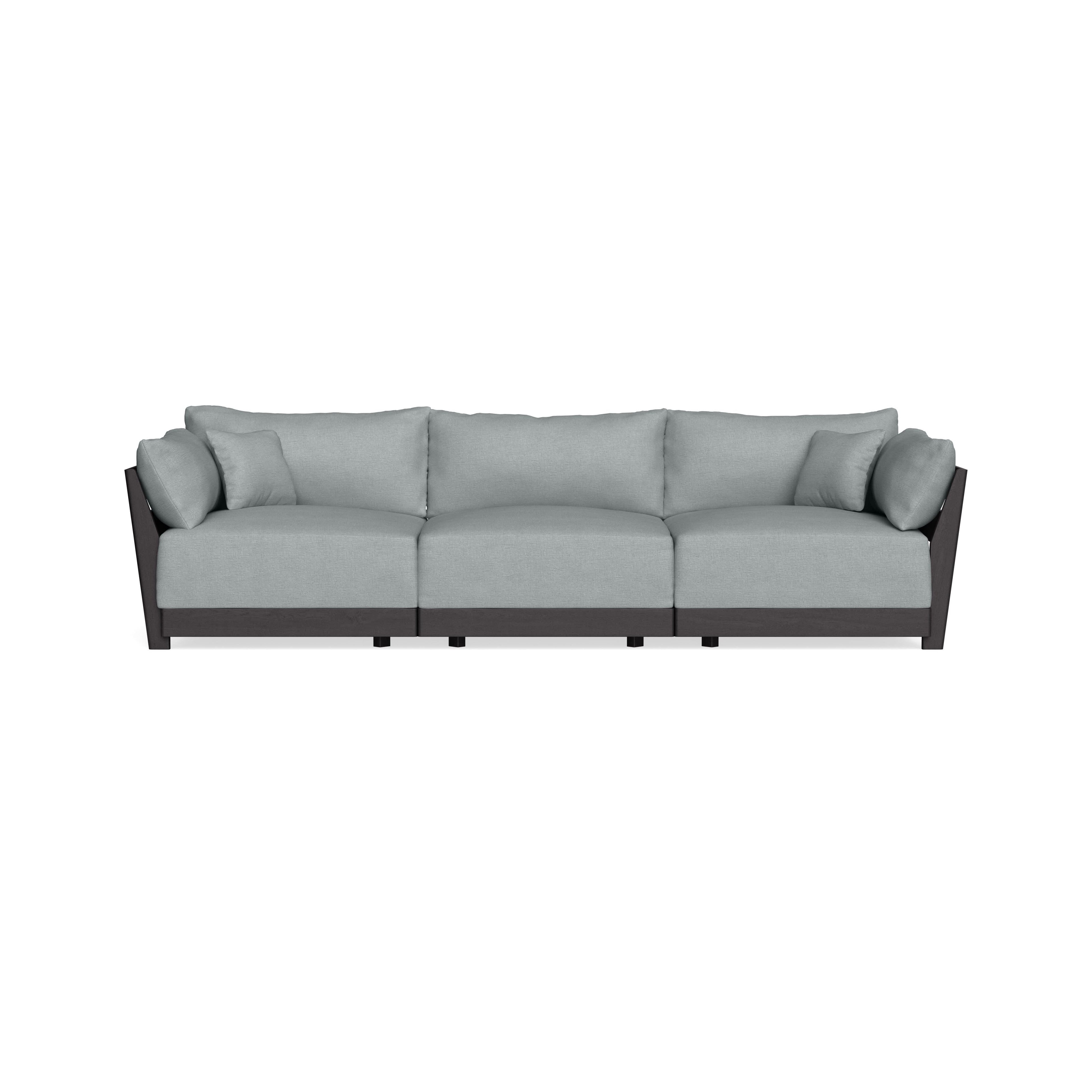 Modular Bondi Black 3-Seater Sofa in Light Steel | Memory Foam Blend
