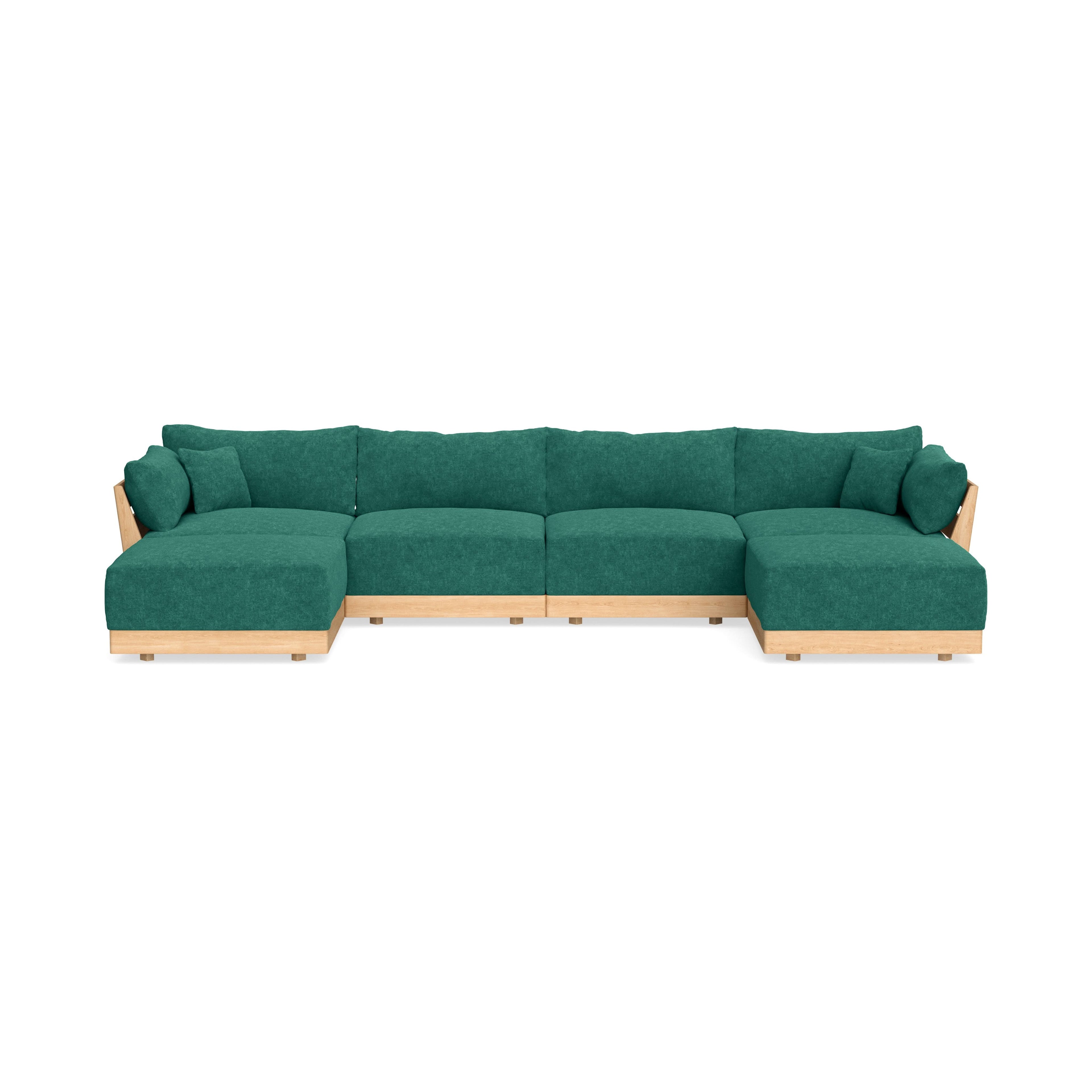 Modular Bondi Latte 4-Seater U-Sectional in Jade Green | Classic Blend