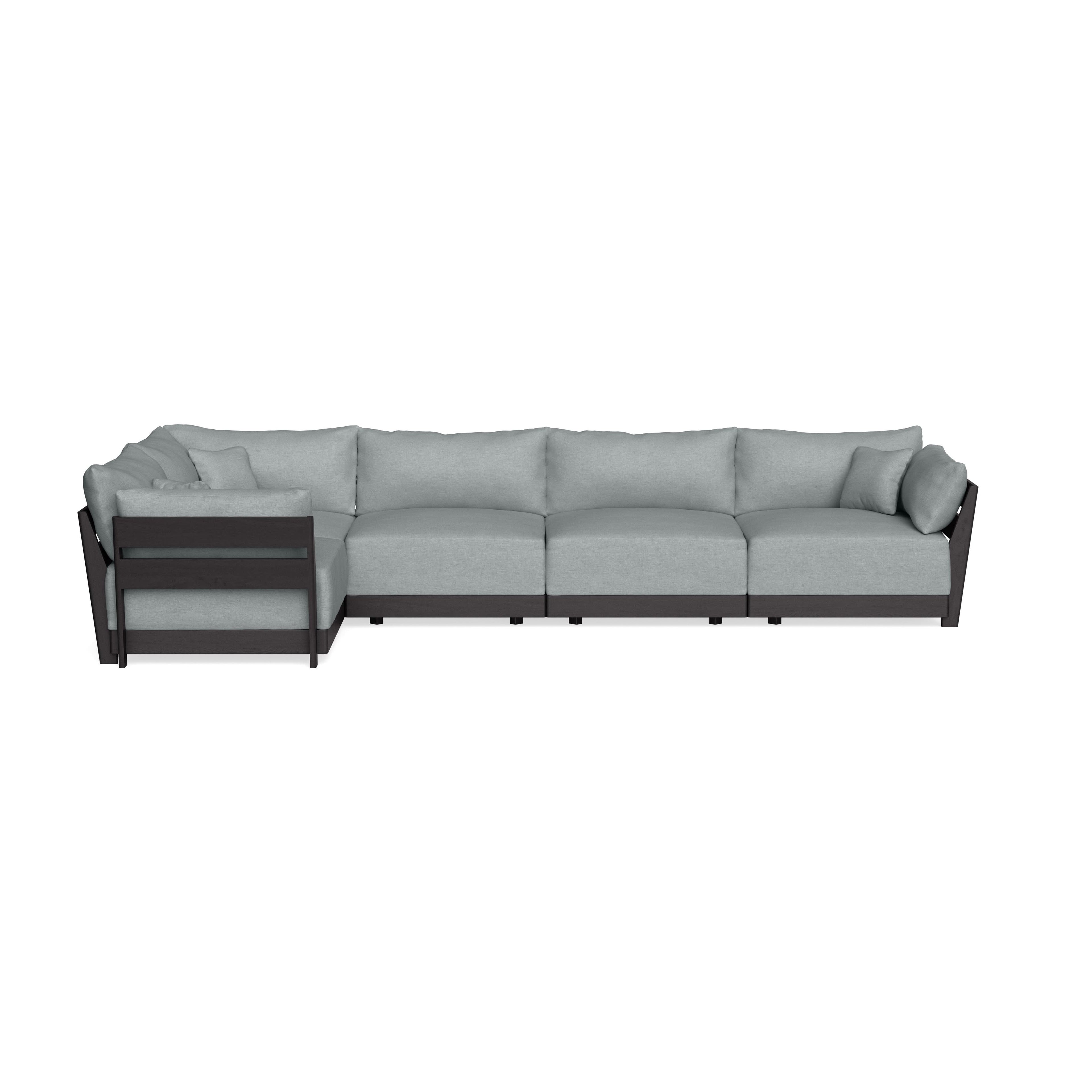 Modular Bondi Black 5-Seater L-Sectional in Light Steel | Classic Blend