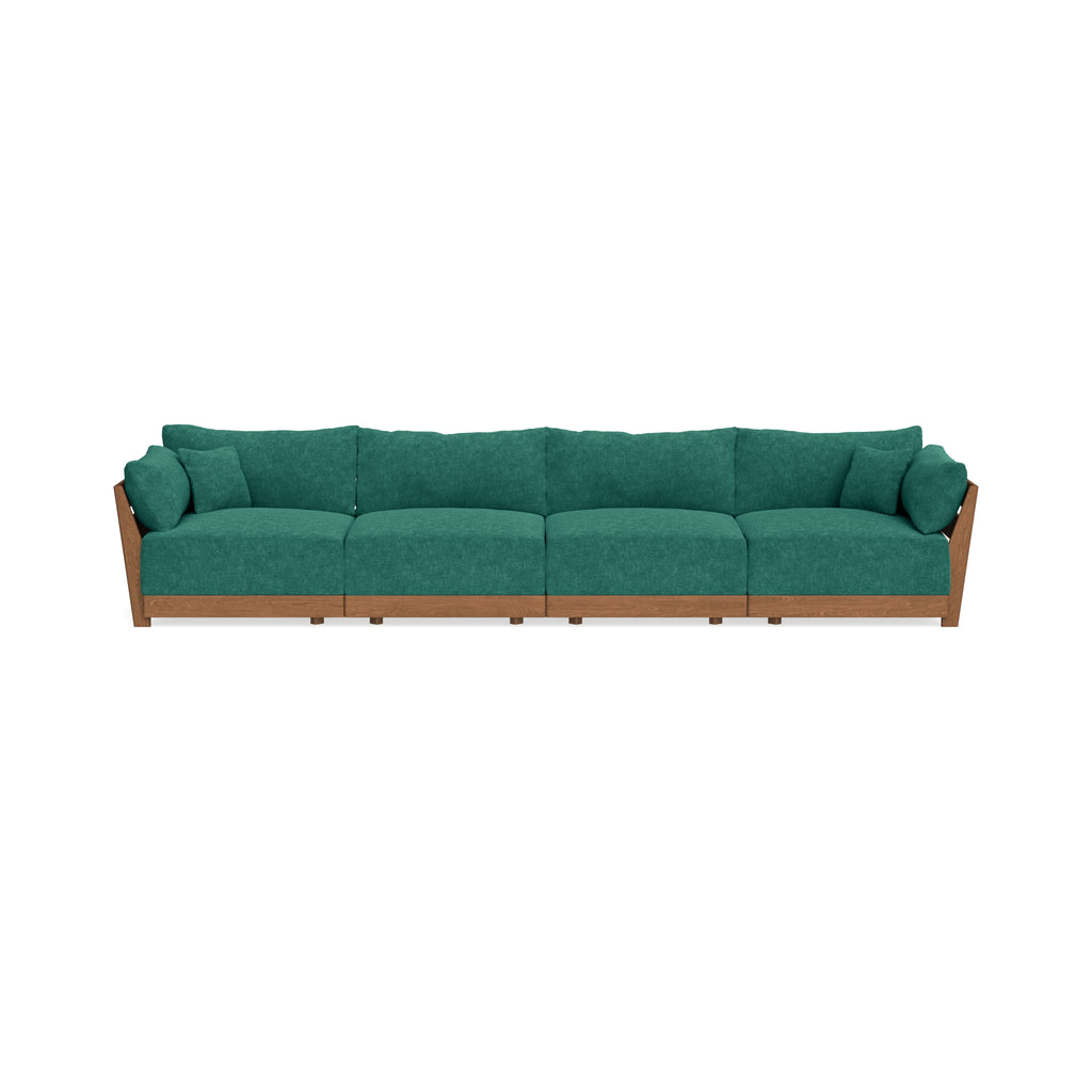 Modular Bondi Espresso 4-Seater Sofa in Jade Green | Memory Foam Blend