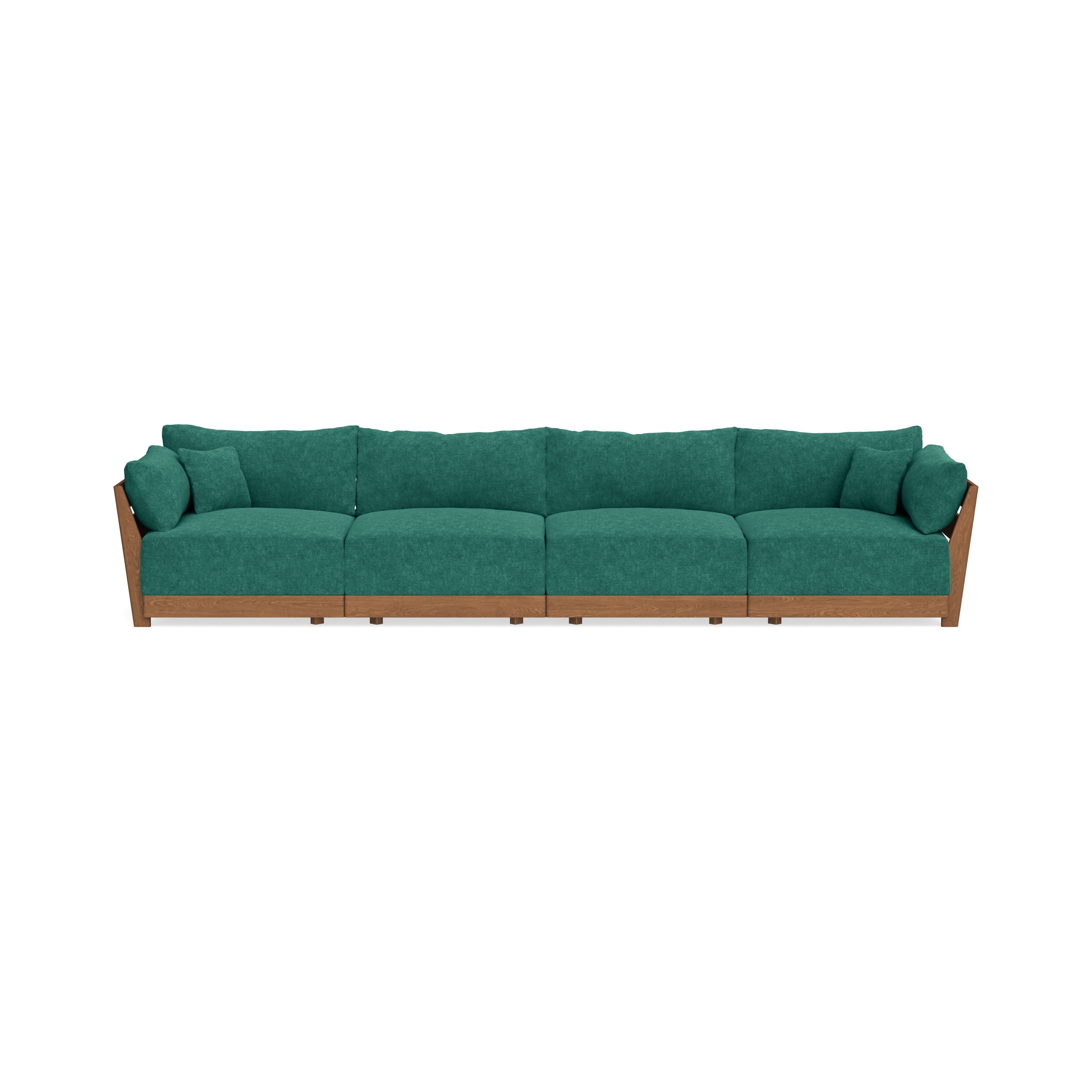 Modular Bondi Espresso 4-Seater Sofa in Jade Green | Memory Foam Blend