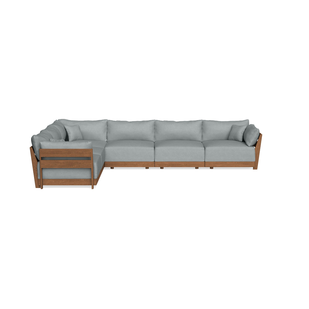 Modular Bondi Espresso 6-Seater Corner Sectional in Light Steel | Memory Foam Blend