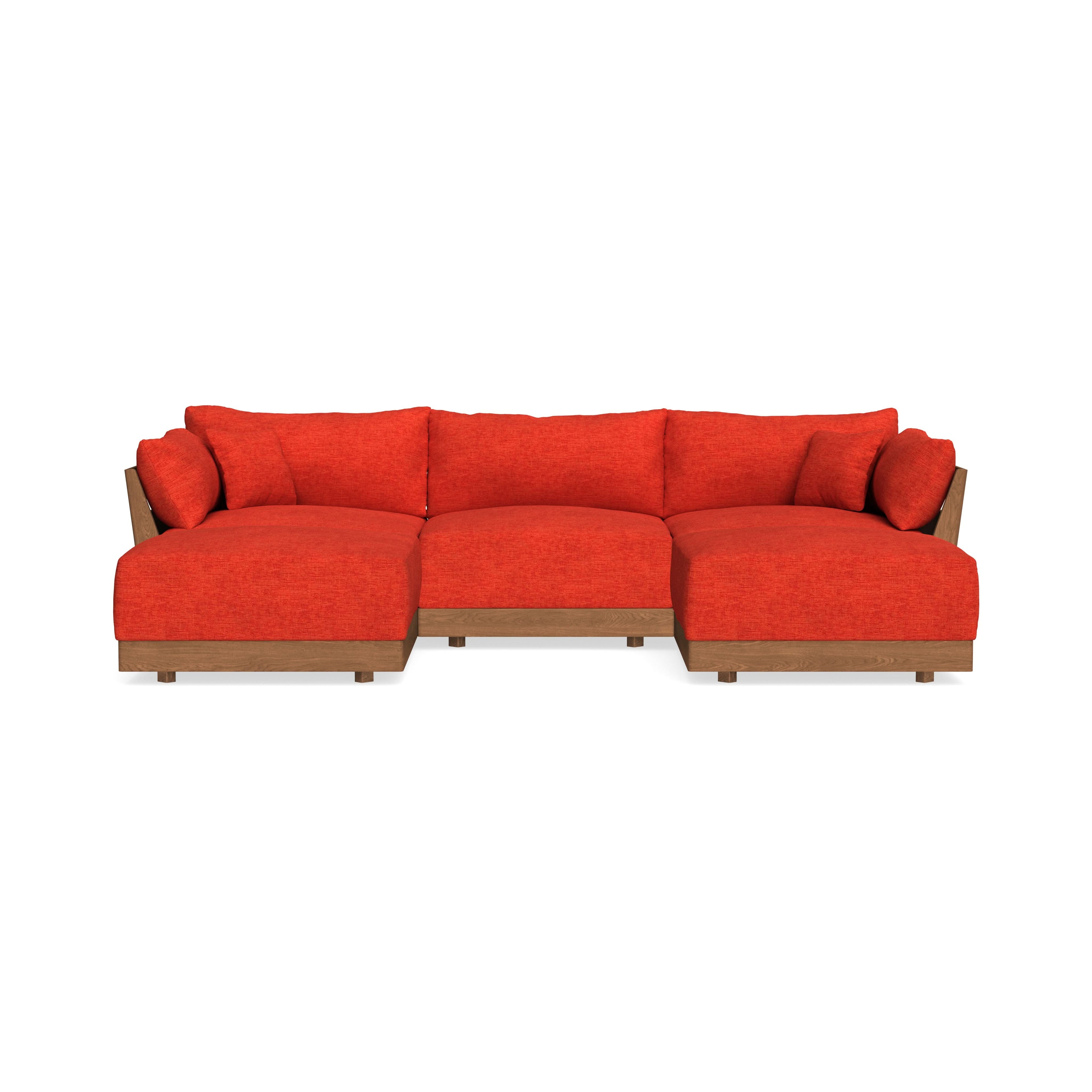 Modular Bondi Espresso 3-Seater U-Sectional in Poppy Orange | Memory Foam Blend