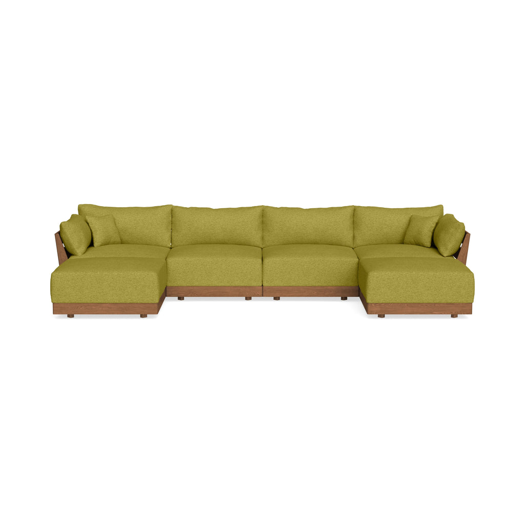 Modular Bondi Espresso 4-Seater U-Sectional in Avocado | Memory Foam Blend