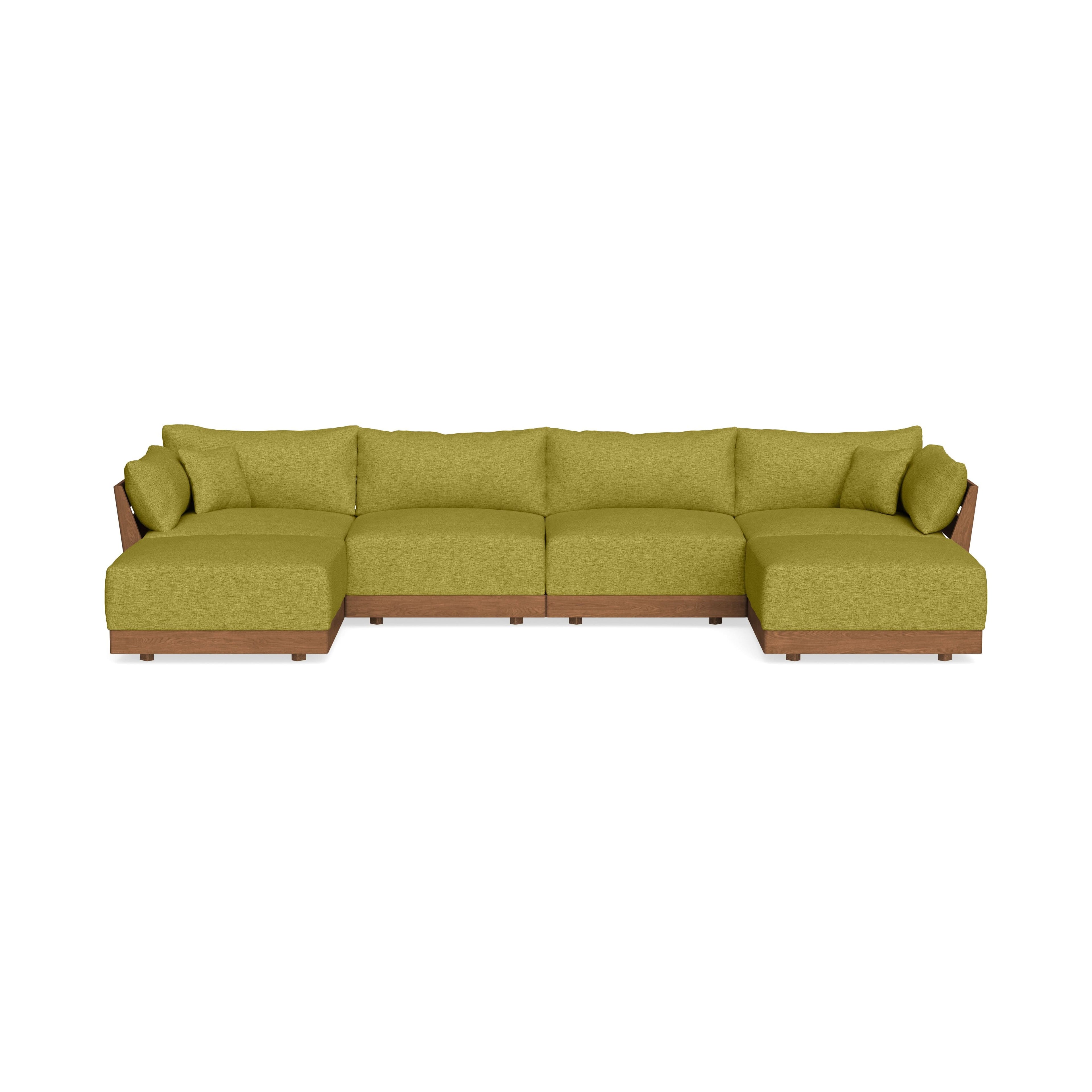 Modular Bondi Espresso 4-Seater U-Sectional in Avocado | Memory Foam Blend