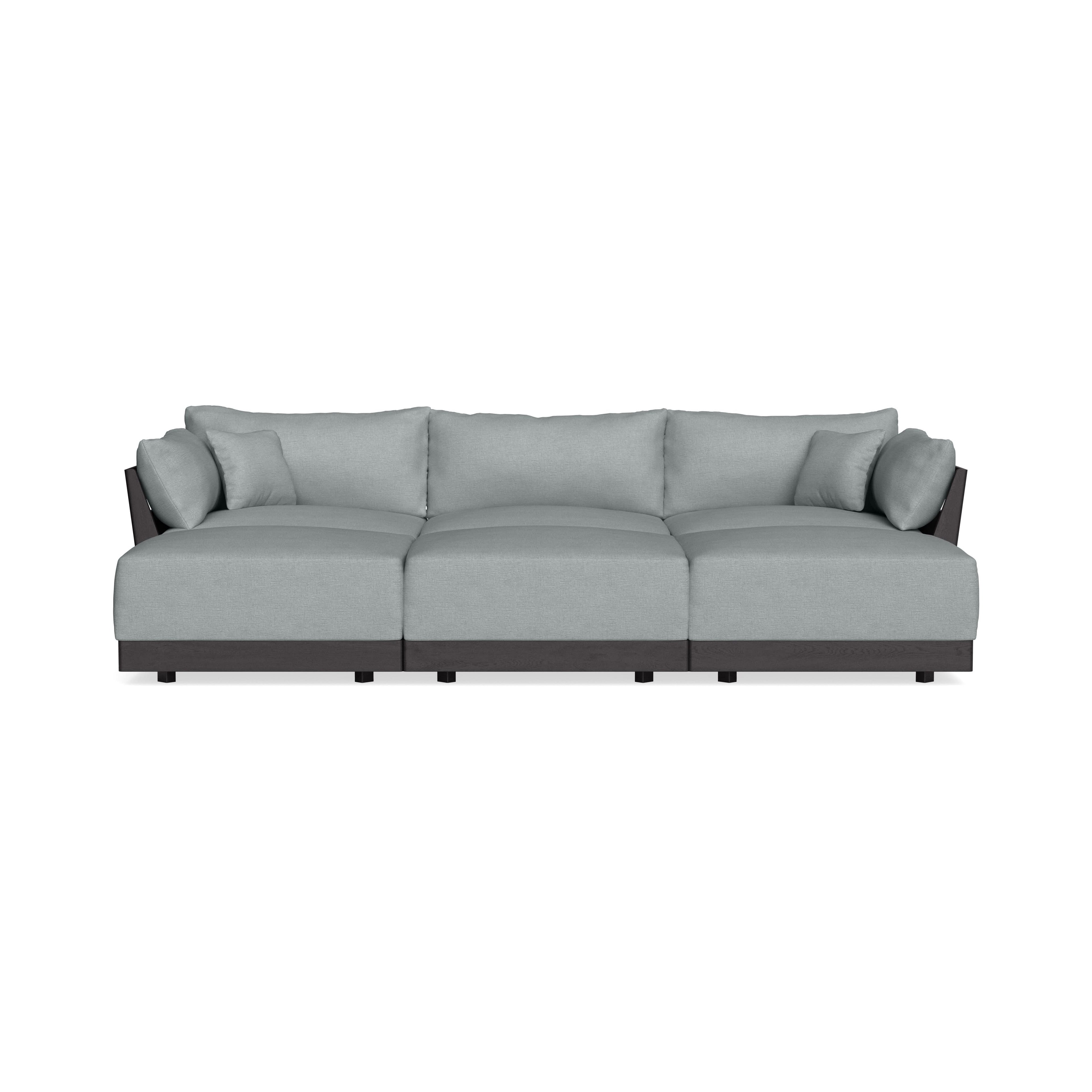 Modular Bondi Black 3-Seater Daybed Sofa Sectional in Light Steel | Classic Blend