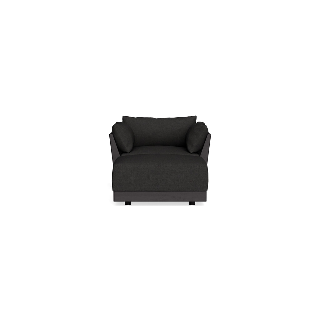 Modular Bondi Black Armchair + Ottoman in Peppercorn | Memory Foam Blend