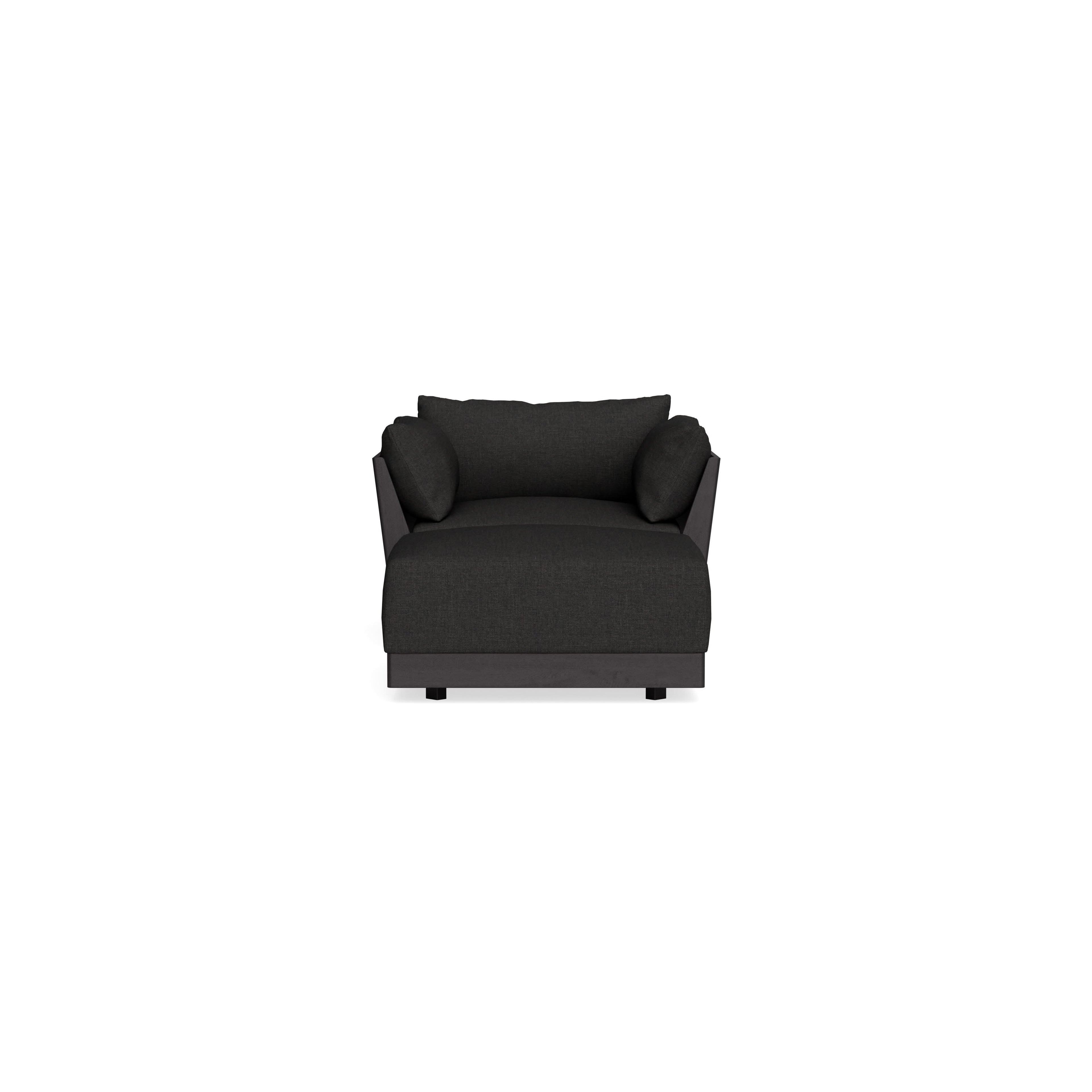 Modular Bondi Black Armchair + Ottoman in Peppercorn | Memory Foam Blend