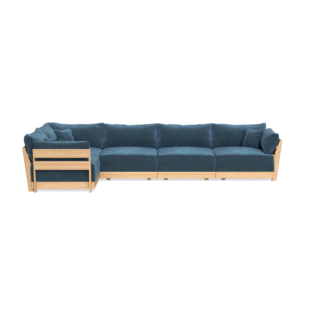 Modular Bondi Latte 5-Seater L-Sectional in Oxford Blue | Classic Blend
