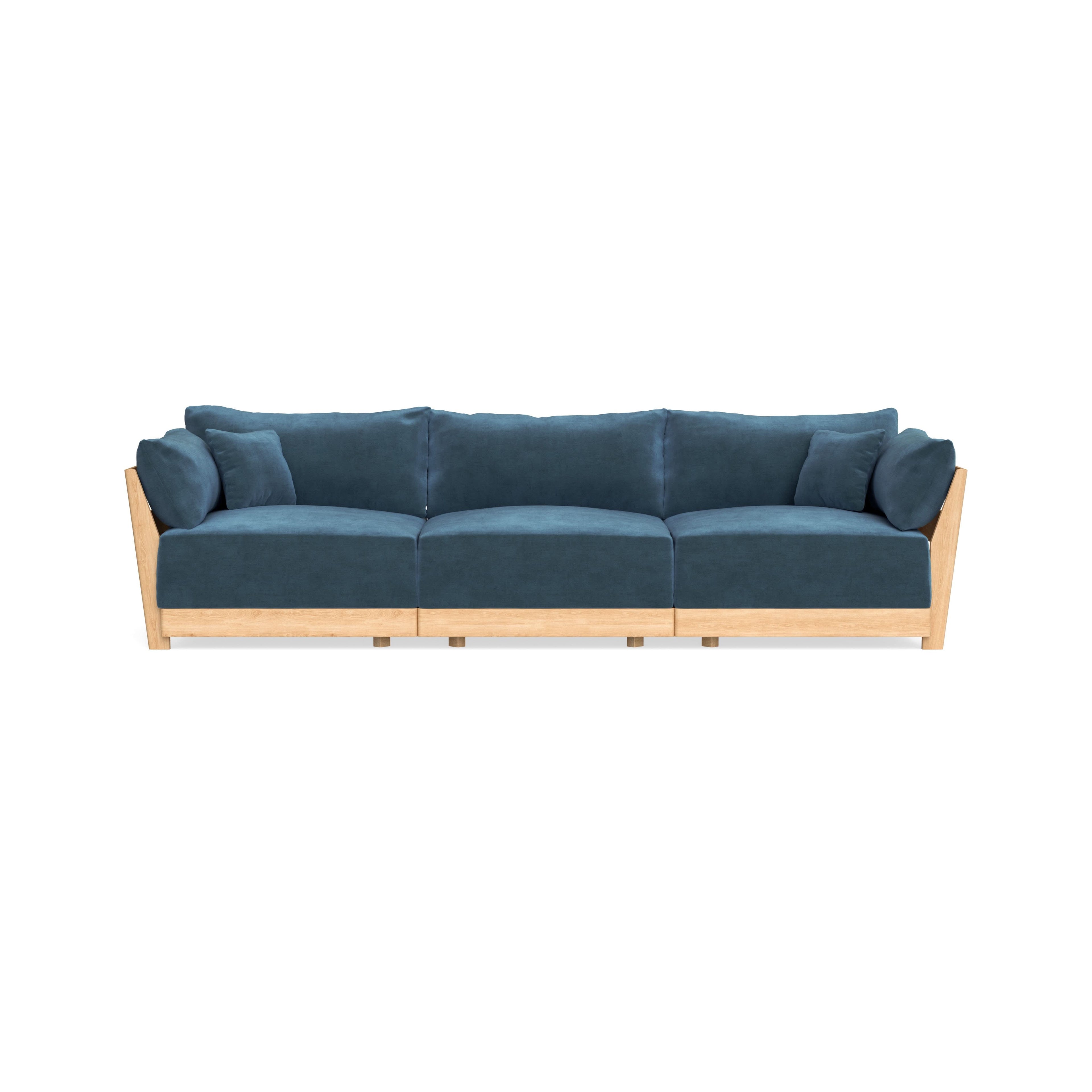 Modular Bondi Latte 3-Seater Sofa in Oxford Blue | Memory Foam Blend