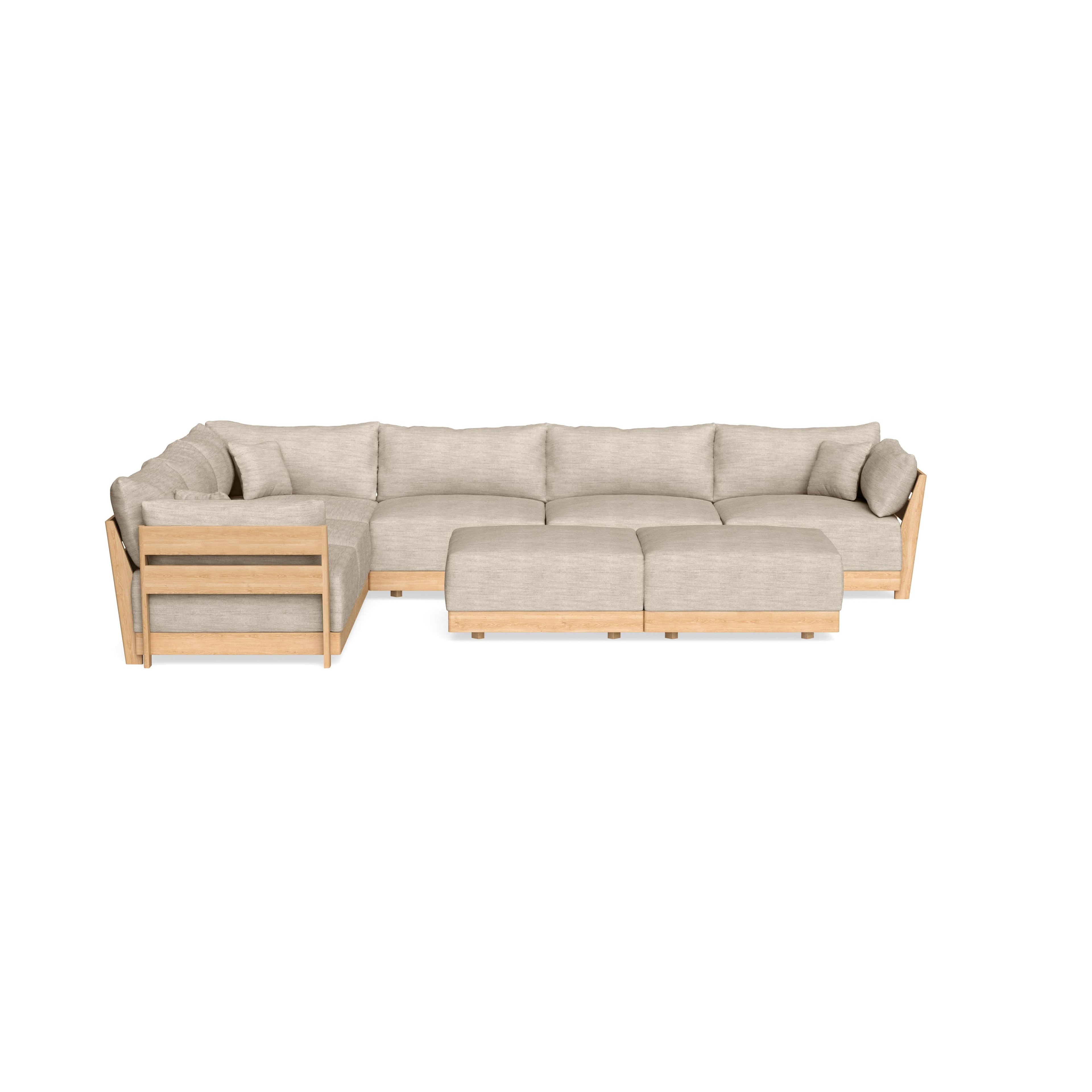 Slipcover Only - Modular Bondi 6-Seater Corner Sectional + Bench Ottoman in Wheat
