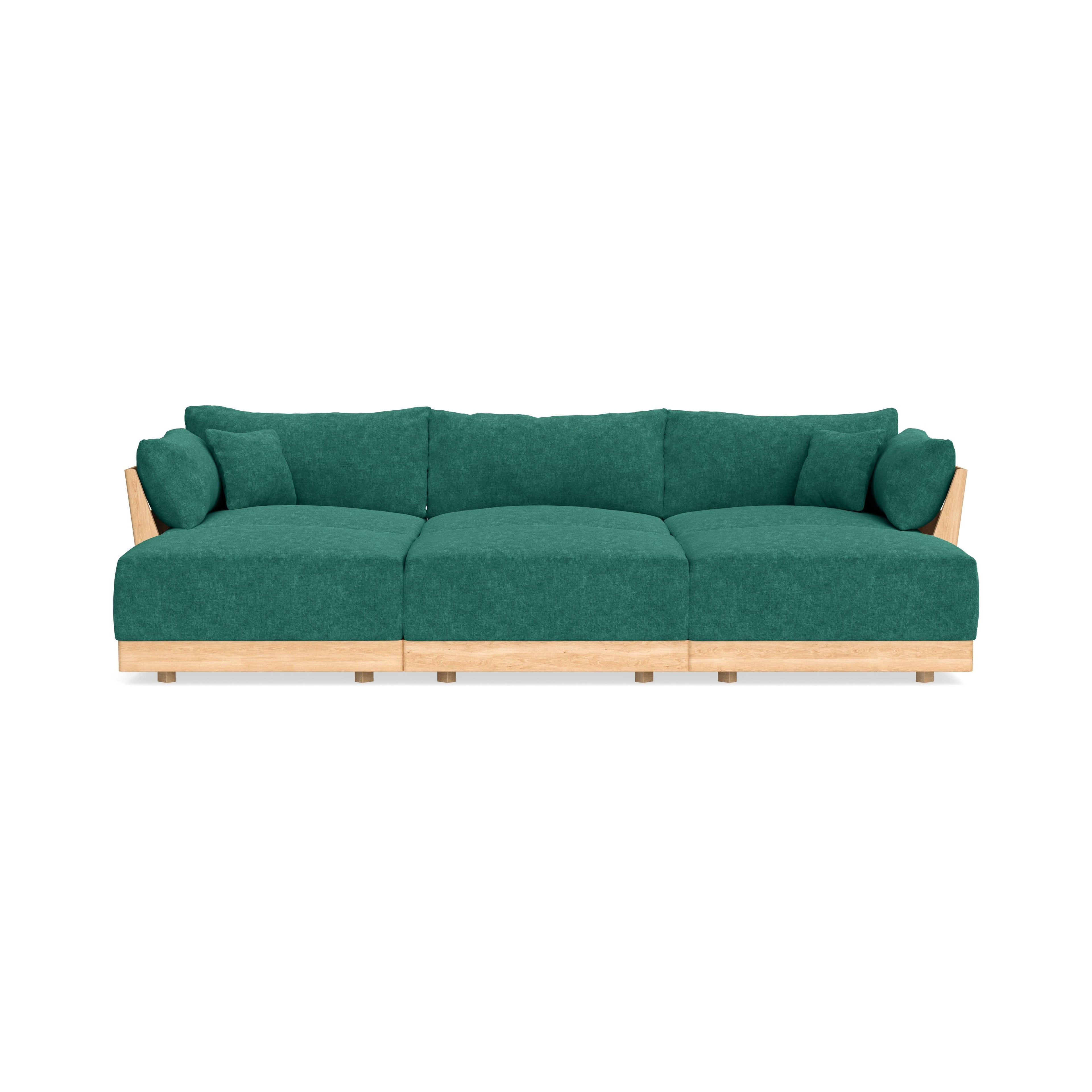 Modular Bondi Latte 3-Seater Daybed Sofa Sectional in Jade Green | Classic Blend