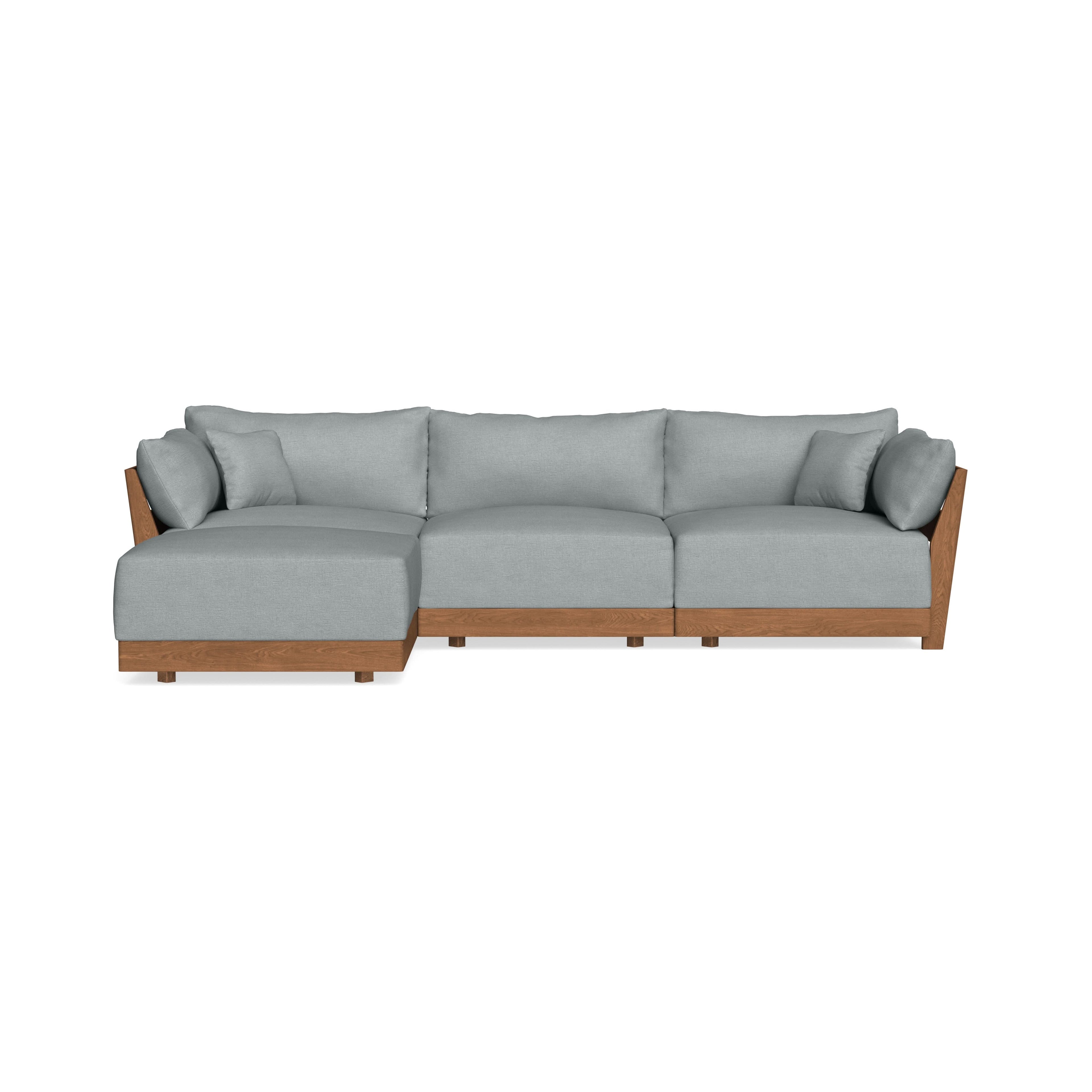Modular Bondi Espresso 3-Seater Sectional in Light Steel | Memory Foam Blend
