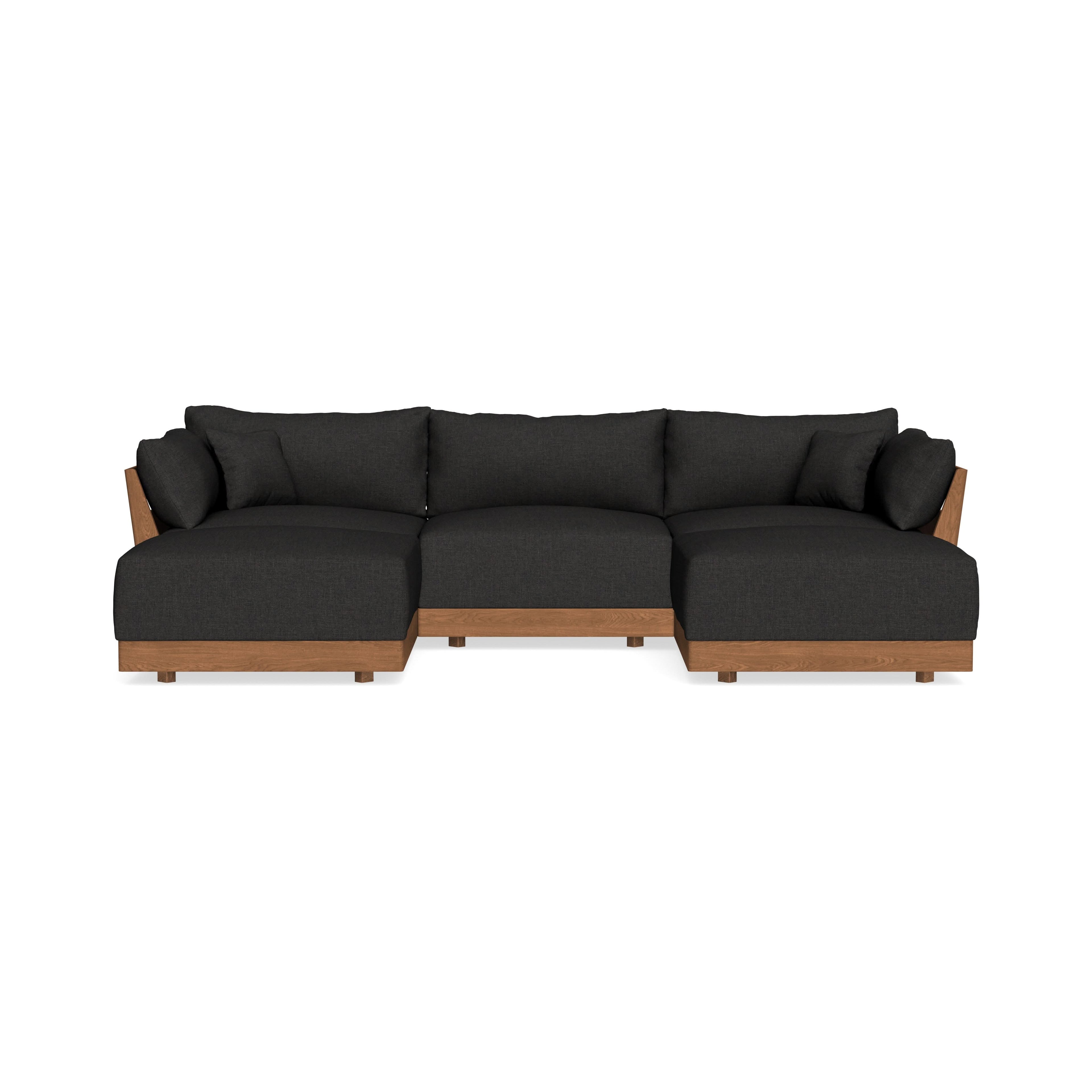 Modular Bondi Espresso 3-Seater U-Sectional in Peppercorn | Memory Foam Blend