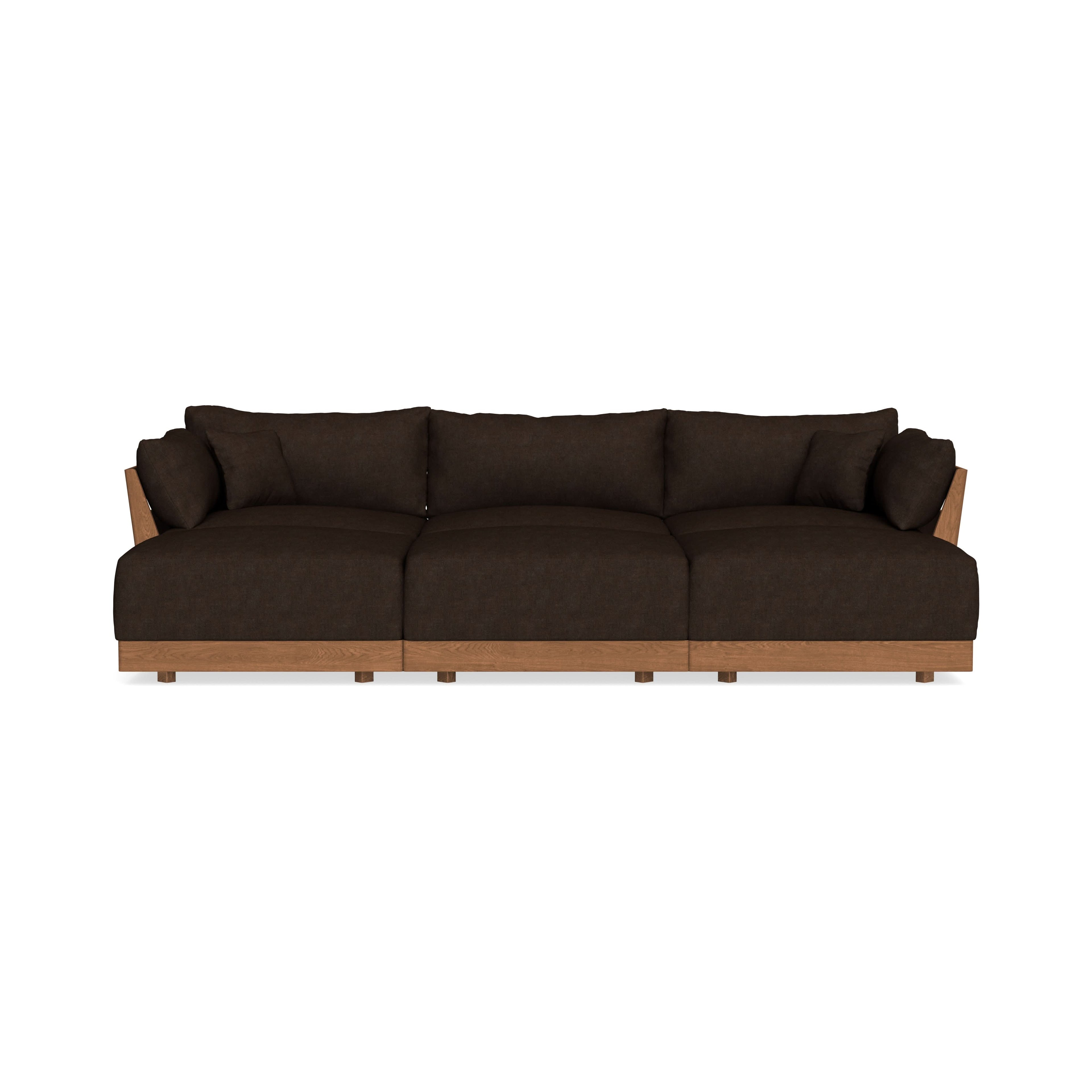 Modular Bondi Espresso 3-Seater Daybed Sofa Sectional in Espresso | Memory Foam Blend