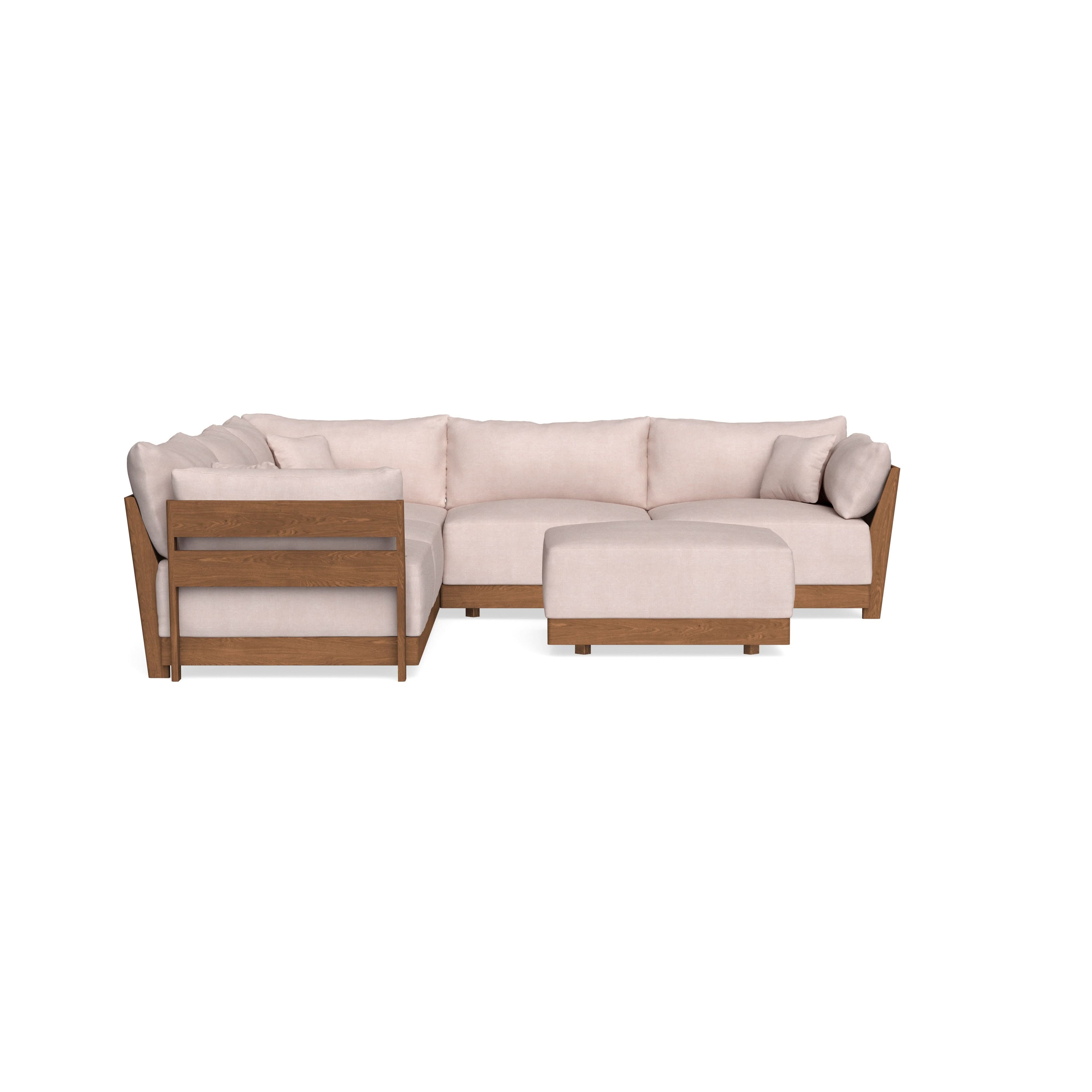 Modular Bondi Espresso 5-Seater Corner Sectional + Ottoman in Blush | Classic Blend