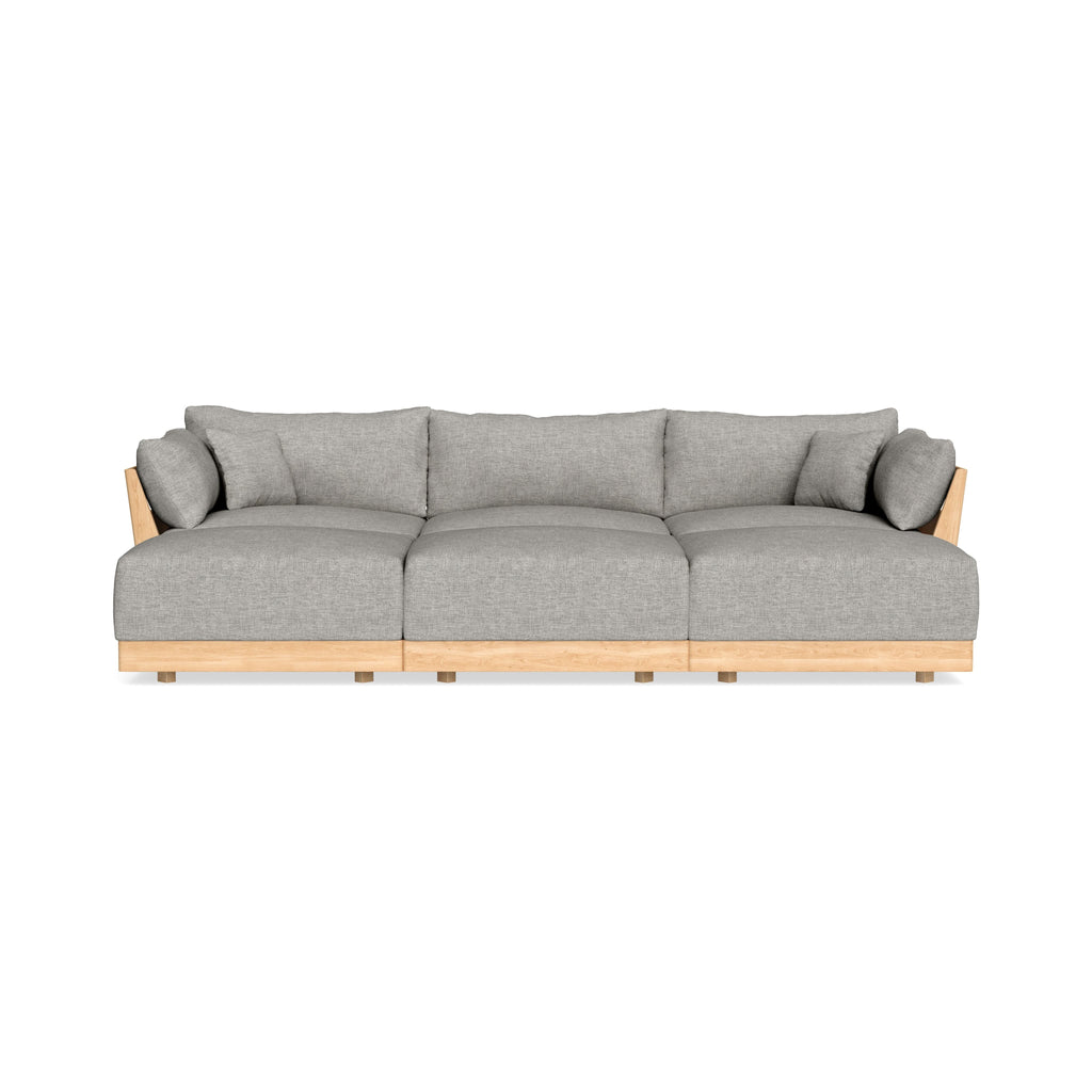 Modular Bondi Latte 3-Seater Daybed Sofa Sectional in Fog | Memory Foam Blend