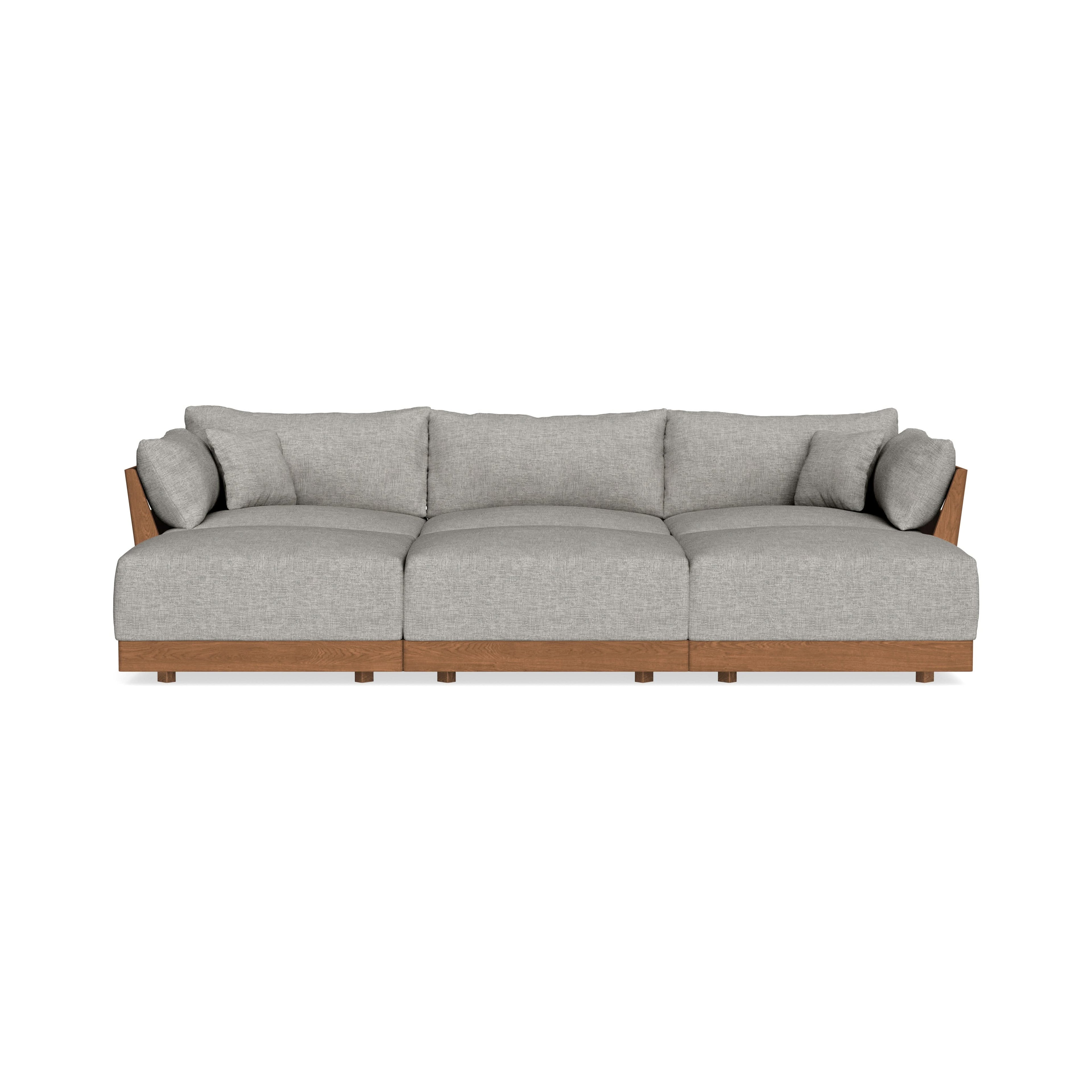 Modular Bondi Espresso 3-Seater Daybed Sofa Sectional in Fog | Classic Blend