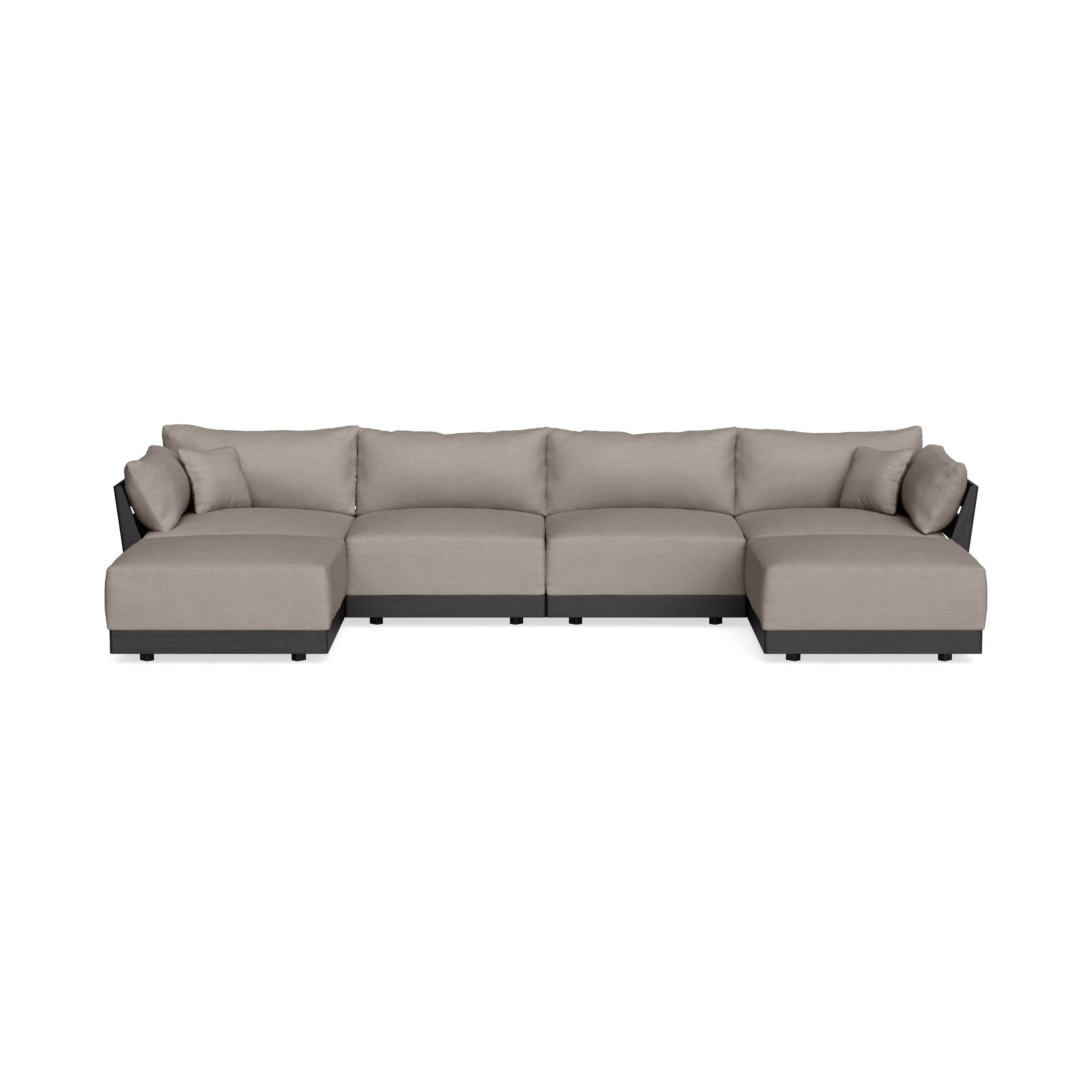 Modular Bondi Black 4-Seater U-Sectional in Cinder Gray | Classic Blend