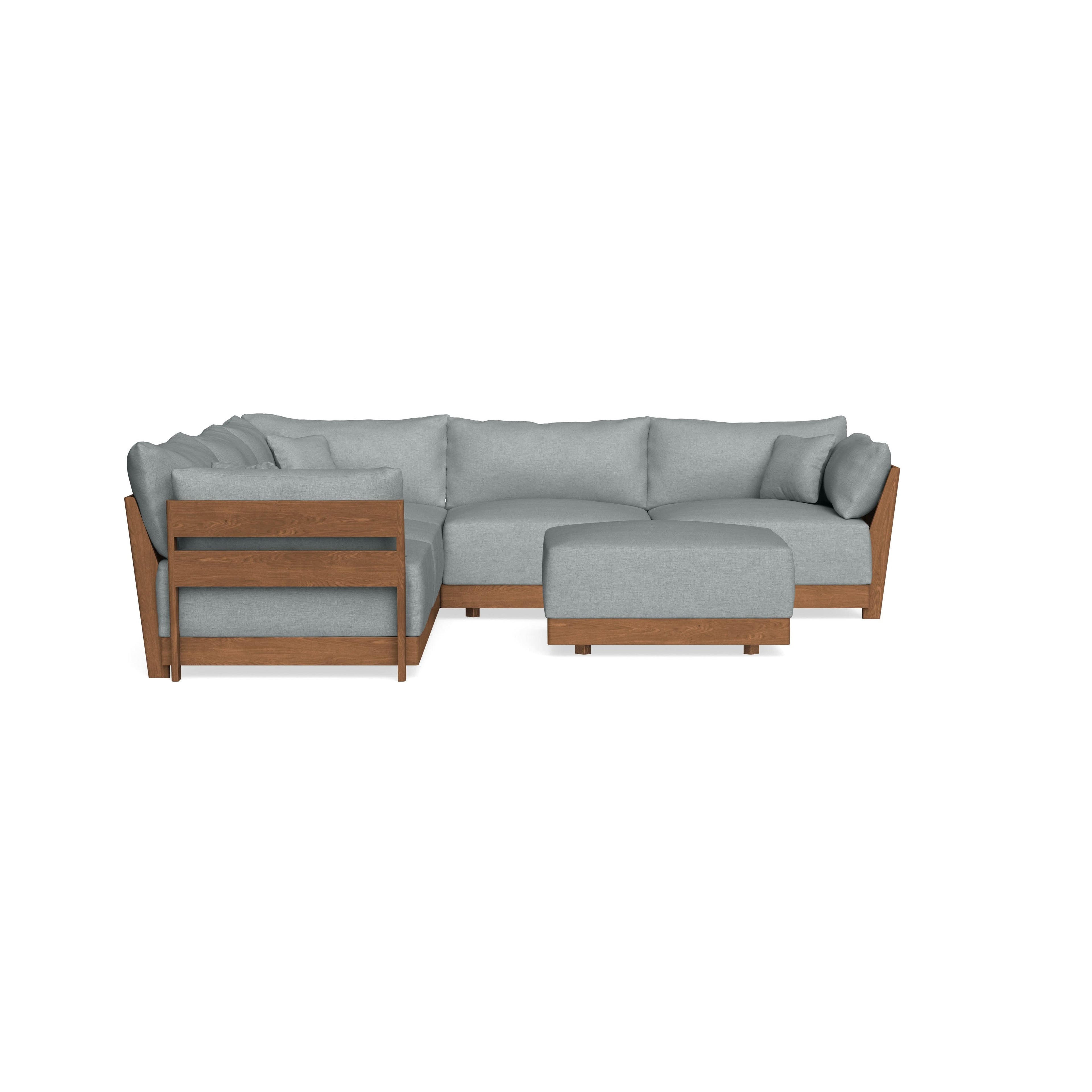 Modular Bondi Espresso 5-Seater Corner Sectional + Ottoman in Light Steel | Classic Blend