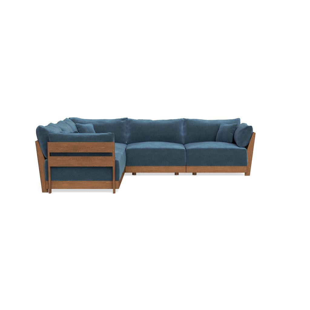 Modular Bondi Espresso 5-Seater Corner Sectional in Oxford Blue | Classic Blend