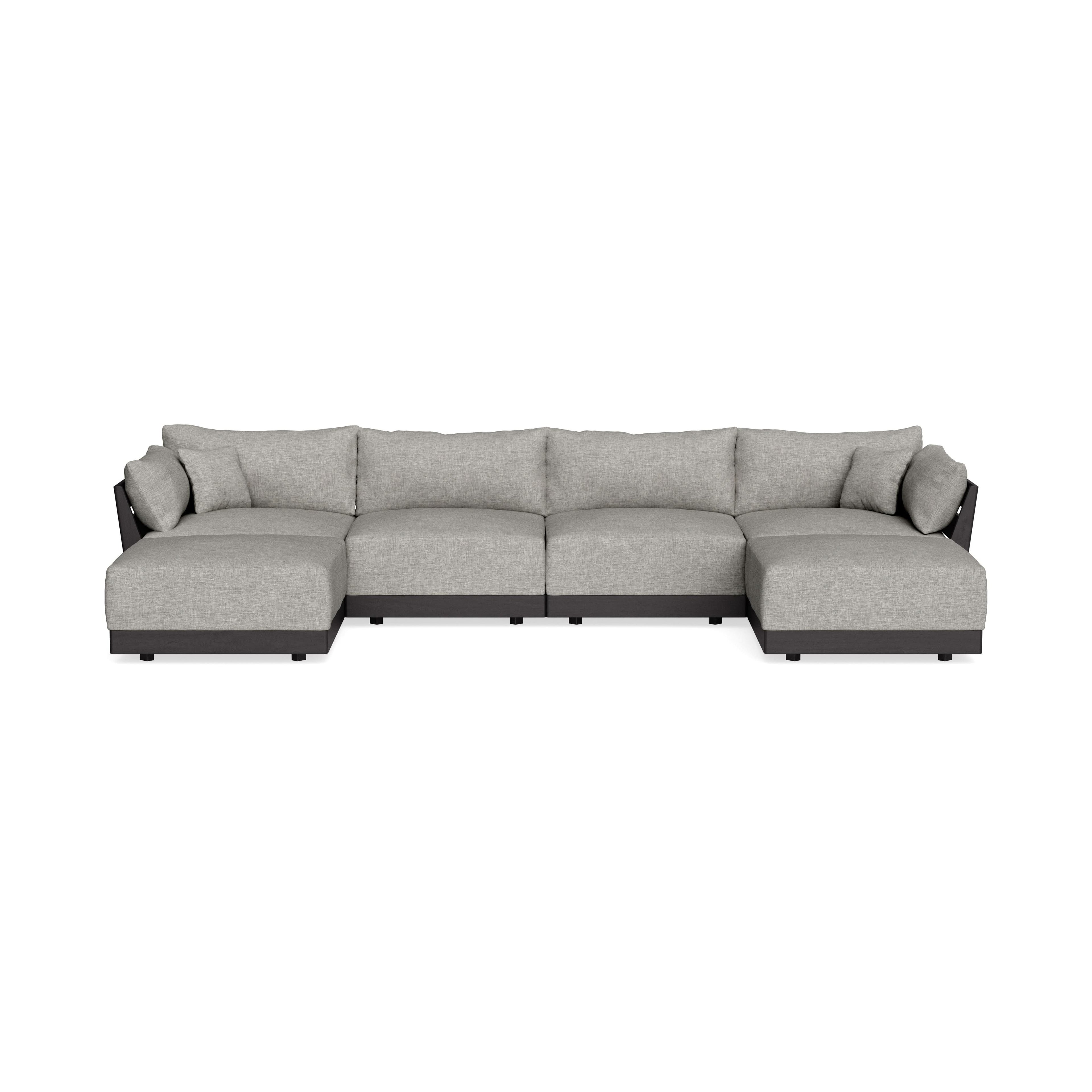 Modular Bondi Black 4-Seater U-Sectional in Fog | Memory Foam Blend