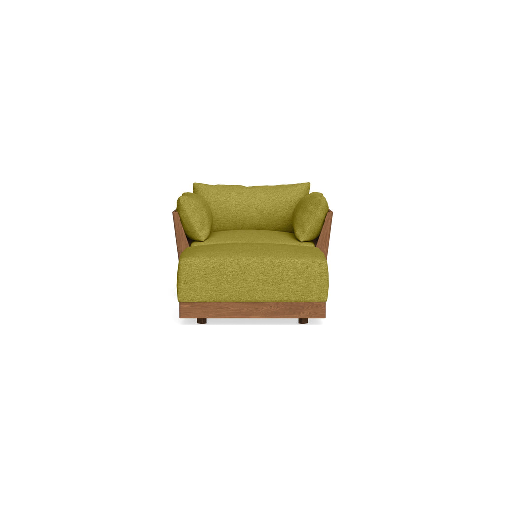 Modular Bondi Espresso Armchair + Ottoman in Avocado | Classic Blend