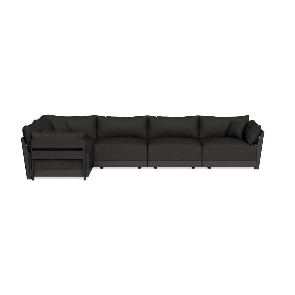 Modular Bondi Black 5-Seater L-Sectional in Peppercorn | Memory Foam Blend